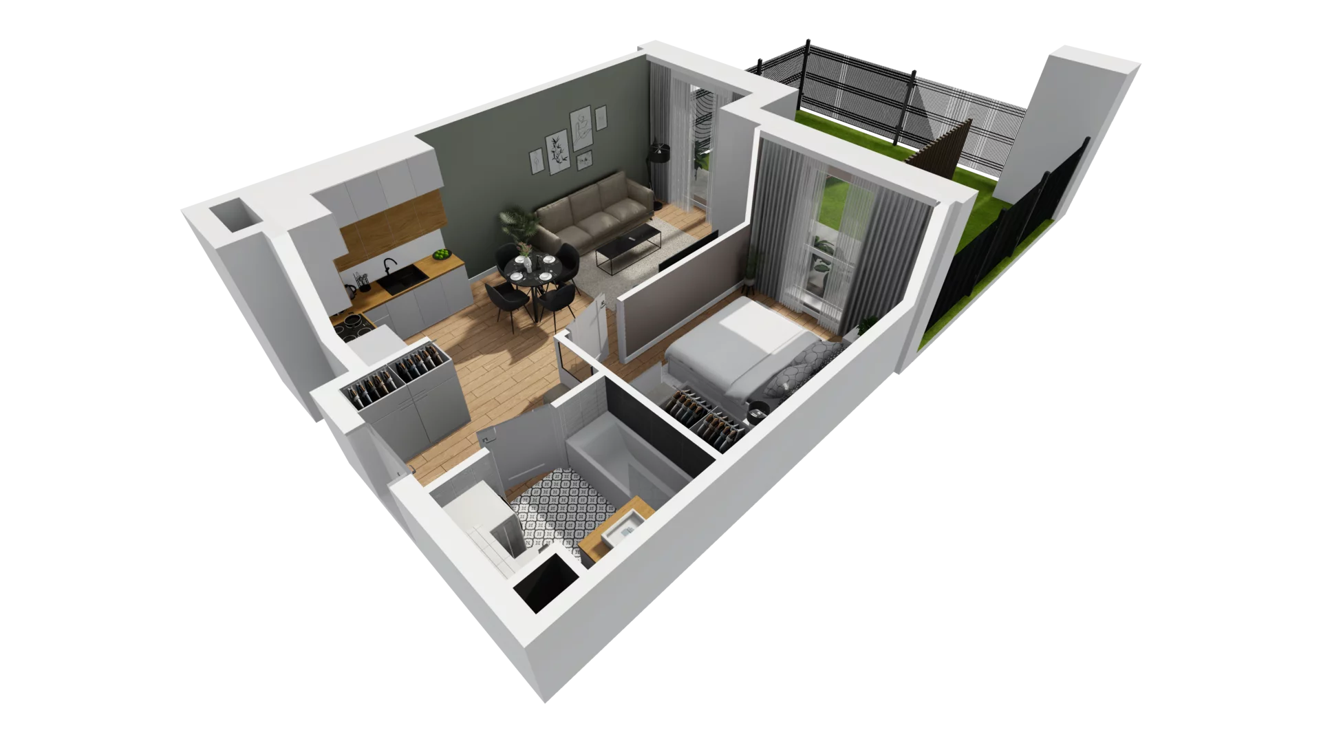 2 pokoje, mieszkanie 38,09 m², parter, oferta nr E/8, Osiedle Synteza bud. E, F, Gdańsk, Piecki-Migowo, Morena, ul. Lema