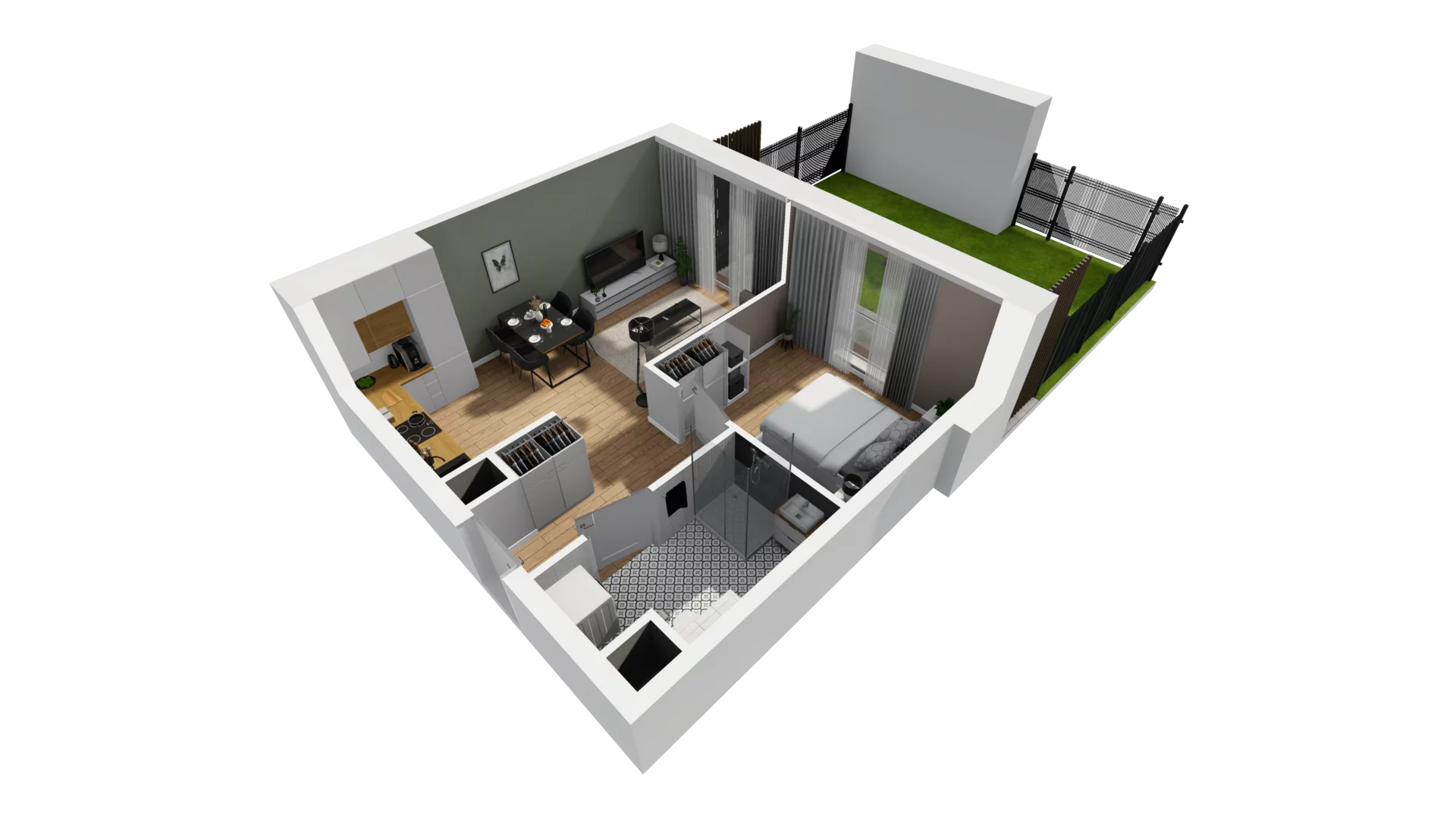 2 pokoje, mieszkanie 40,70 m², parter, oferta nr E/9, Osiedle Synteza bud. E, F, Gdańsk, Piecki-Migowo, Morena, ul. Lema