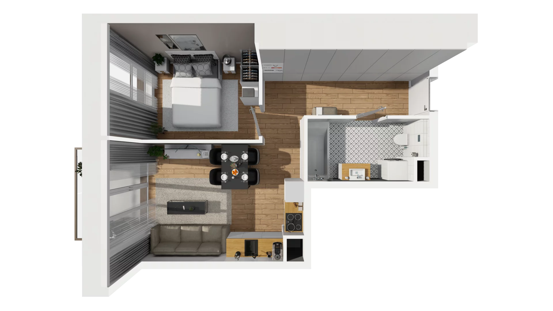 2 pokoje, mieszkanie 39,70 m², piętro 1, oferta nr E/13, Osiedle Synteza bud. E, F, Gdańsk, Piecki-Migowo, Morena, ul. Lema
