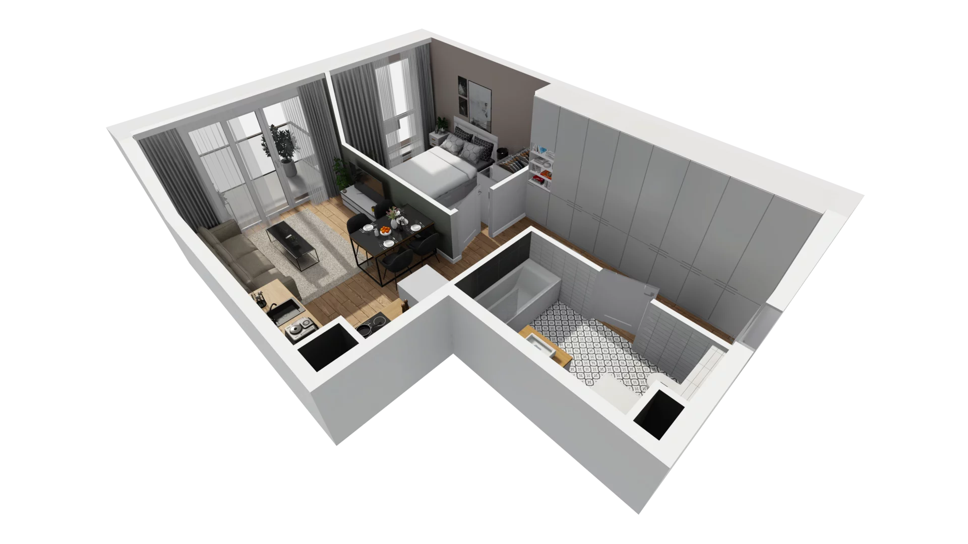 2 pokoje, mieszkanie 39,70 m², piętro 1, oferta nr E/13, Osiedle Synteza bud. E, F, Gdańsk, Piecki-Migowo, Morena, ul. Lema