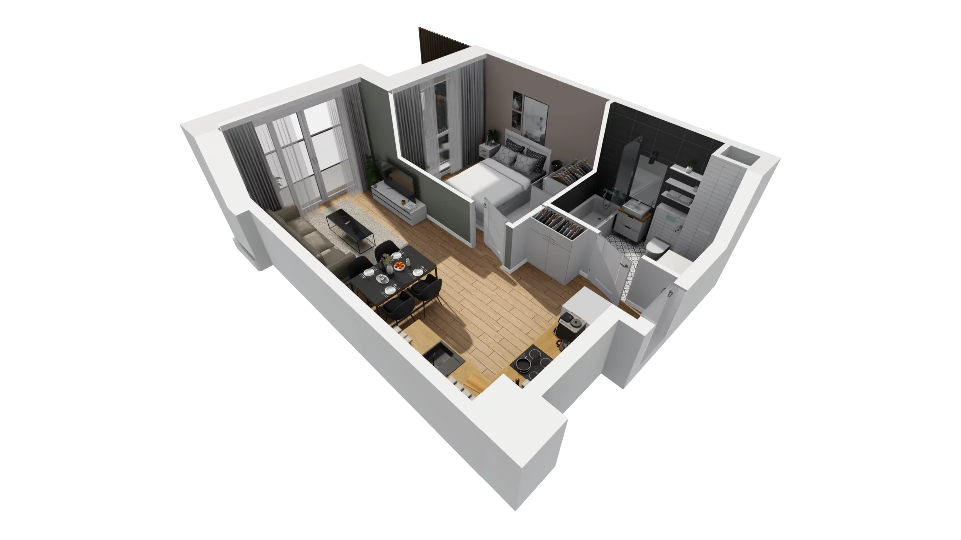 2 pokoje, mieszkanie 36,75 m², piętro 1, oferta nr E/17, Osiedle Synteza bud. E, F, Gdańsk, Piecki-Migowo, Morena, ul. Lema