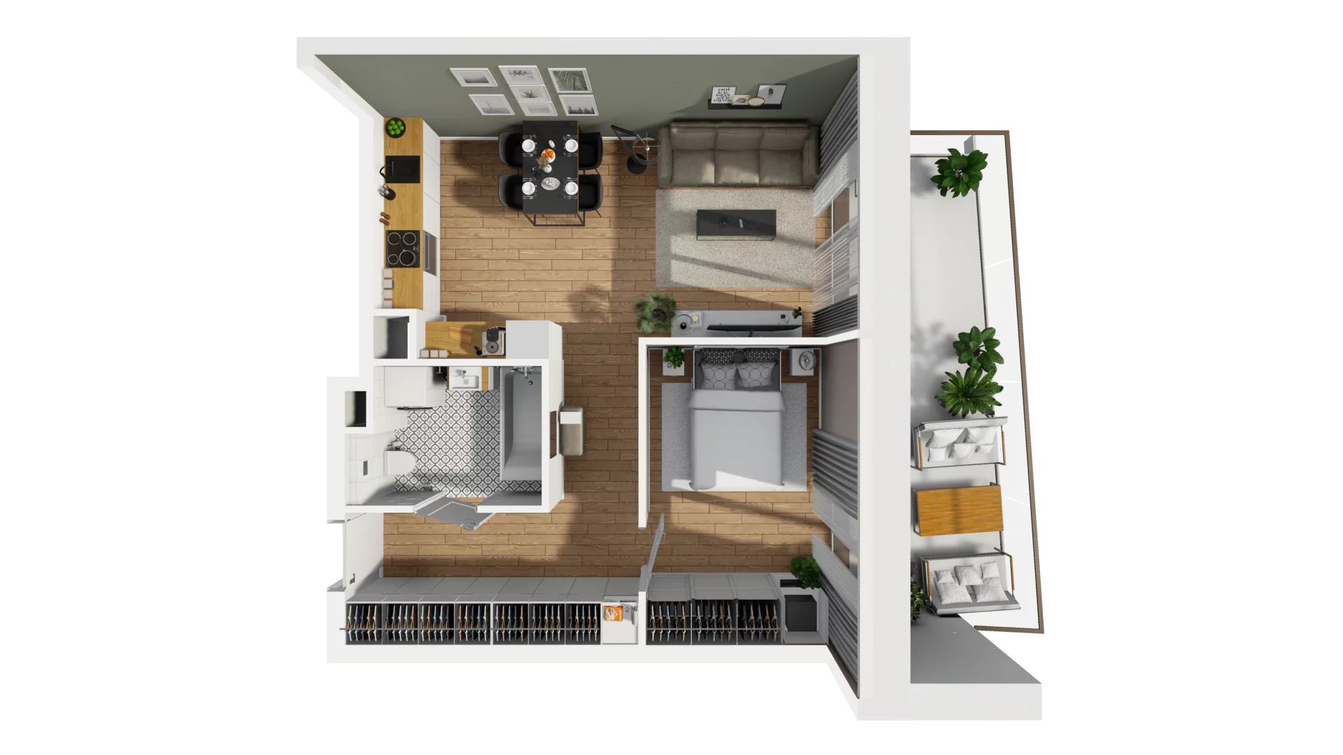 2 pokoje, mieszkanie 47,29 m², piętro 1, oferta nr E/23, Osiedle Synteza bud. E, F, Gdańsk, Piecki-Migowo, Morena, ul. Lema