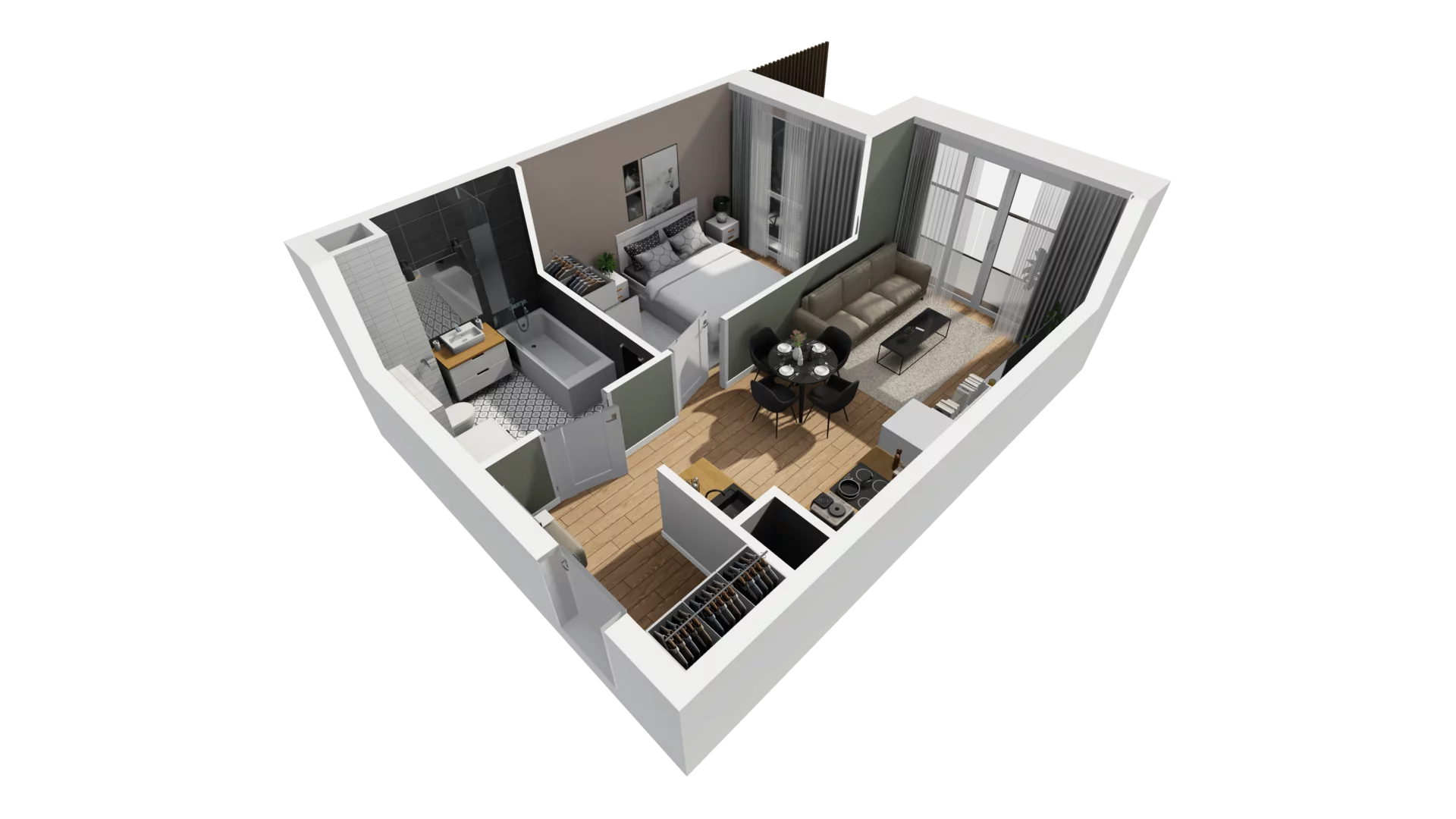 2 pokoje, mieszkanie 37,08 m², piętro 2, oferta nr E/30, Osiedle Synteza bud. E, F, Gdańsk, Piecki-Migowo, Morena, ul. Lema