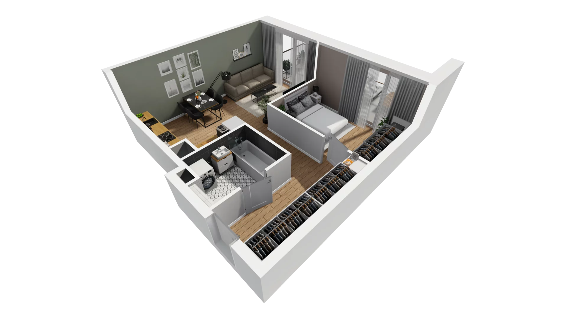 2 pokoje, mieszkanie 47,29 m², piętro 2, oferta nr E/35, Osiedle Synteza bud. E, F, Gdańsk, Piecki-Migowo, Morena, ul. Lema