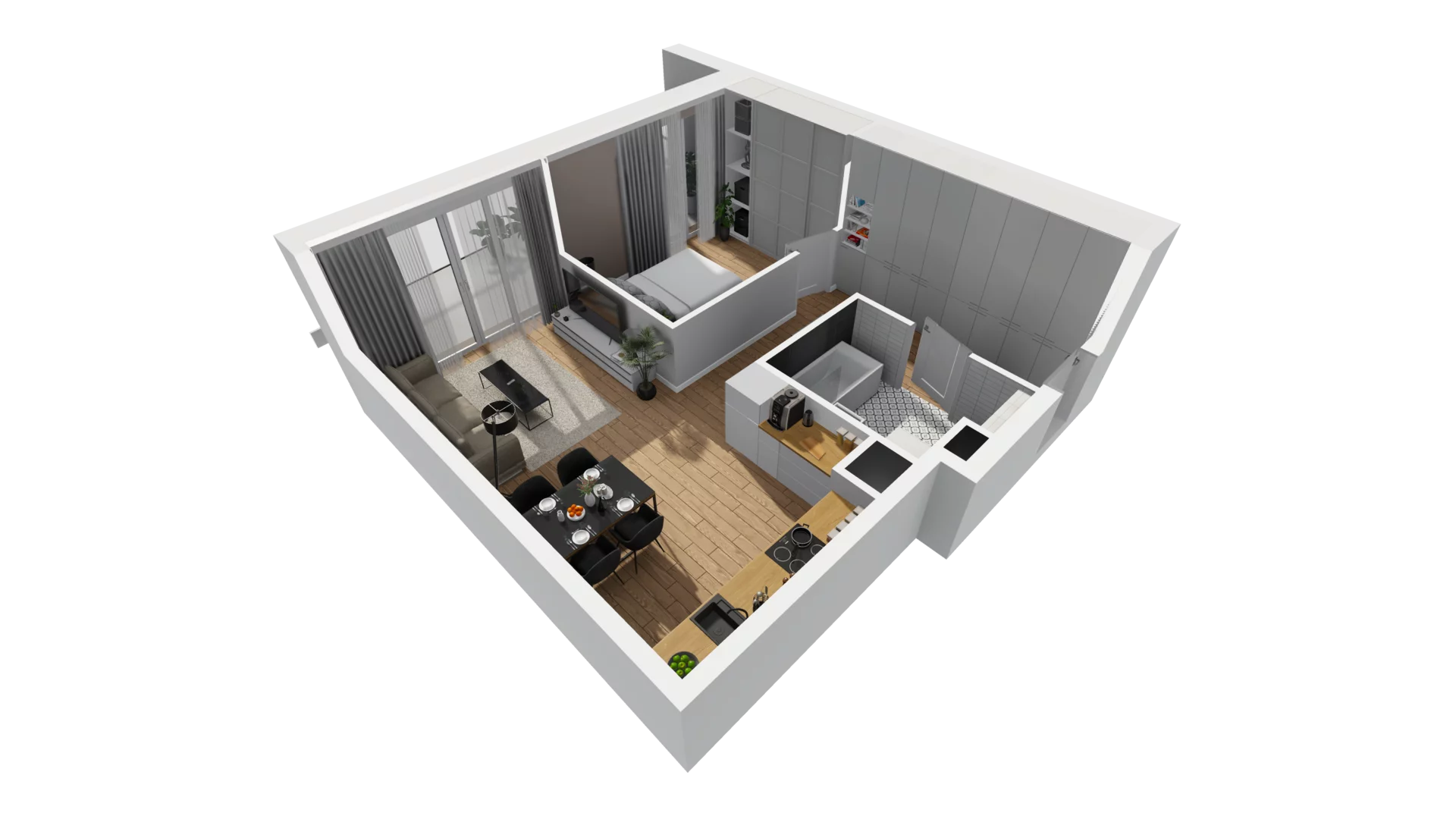 2 pokoje, mieszkanie 47,29 m², piętro 2, oferta nr E/35, Osiedle Synteza bud. E, F, Gdańsk, Piecki-Migowo, Morena, ul. Lema
