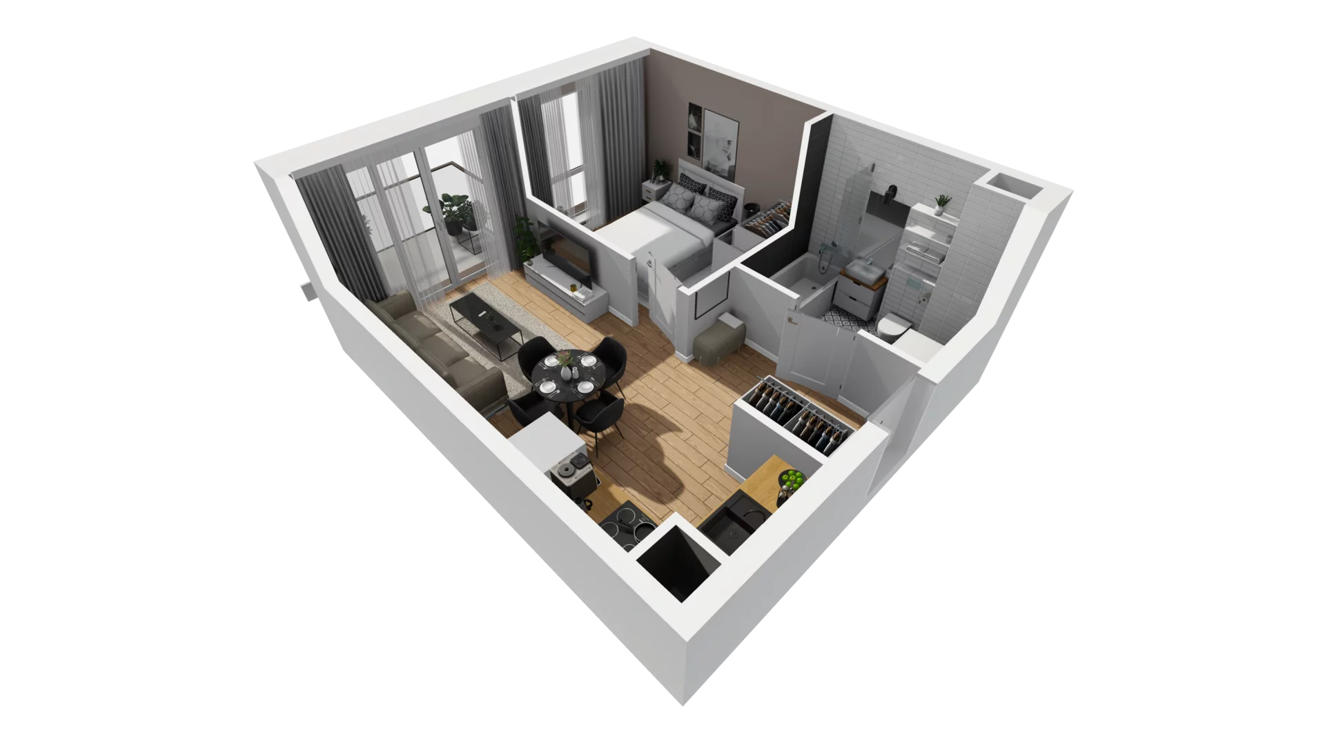 2 pokoje, mieszkanie 34,03 m², piętro 4, oferta nr E/52, Osiedle Synteza bud. E, F, Gdańsk, Piecki-Migowo, Morena, ul. Lema