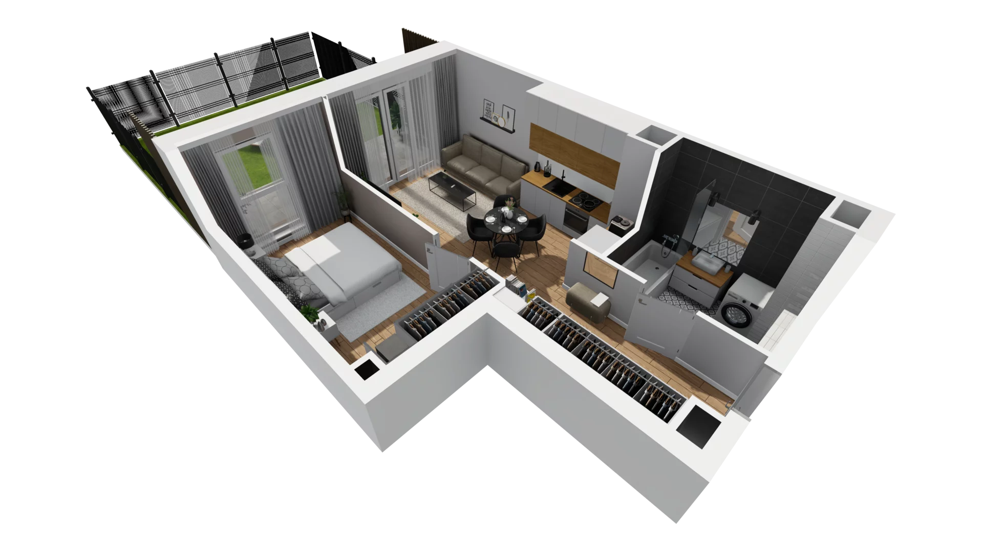 2 pokoje, mieszkanie 39,56 m², parter, oferta nr F/2, Osiedle Synteza bud. E, F, Gdańsk, Piecki-Migowo, Morena, ul. Lema