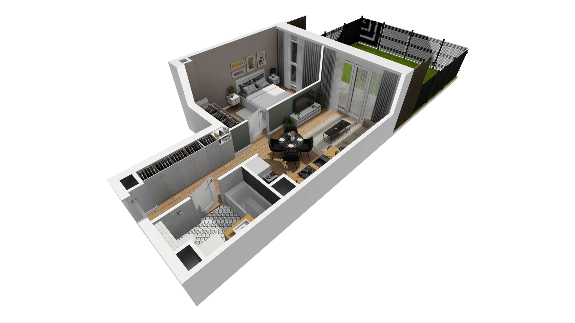 2 pokoje, mieszkanie 39,56 m², parter, oferta nr F/2, Osiedle Synteza bud. E, F, Gdańsk, Piecki-Migowo, Morena, ul. Lema