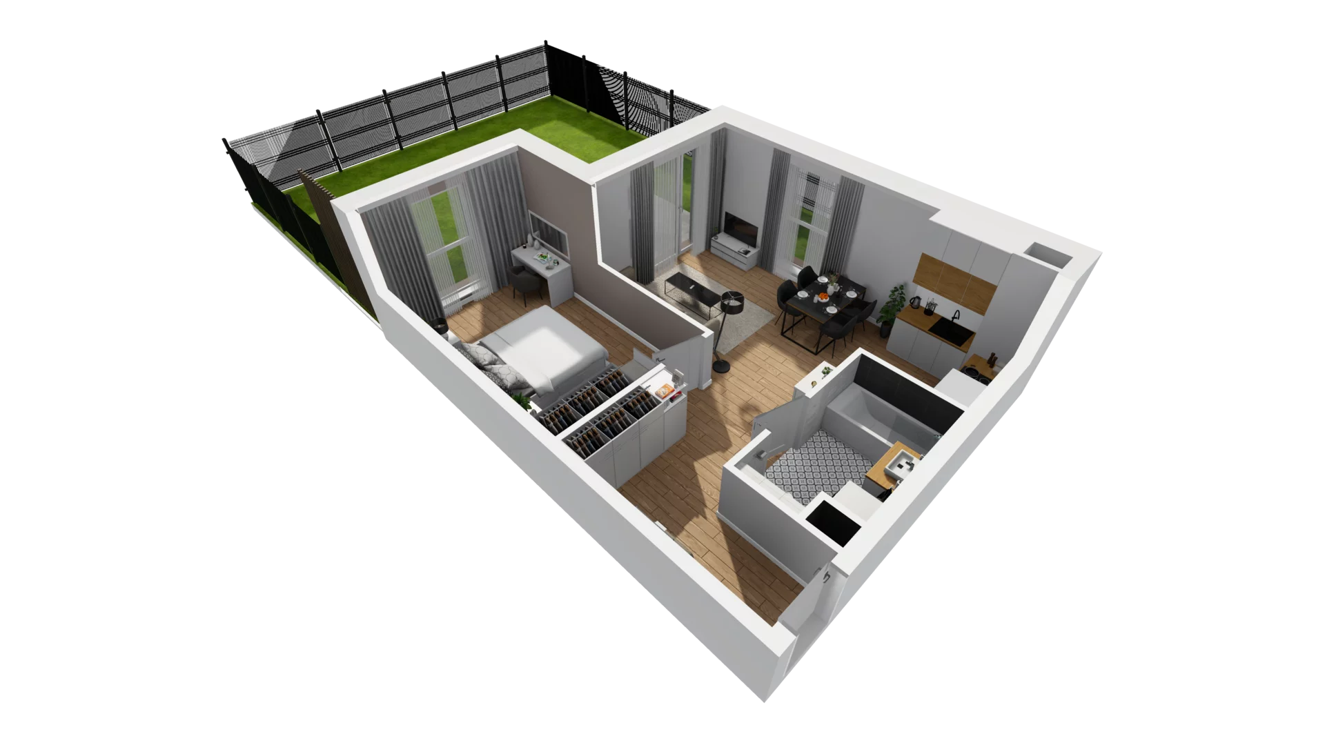 2 pokoje, mieszkanie 45,46 m², parter, oferta nr F/3, Osiedle Synteza bud. E, F, Gdańsk, Piecki-Migowo, Morena, ul. Lema