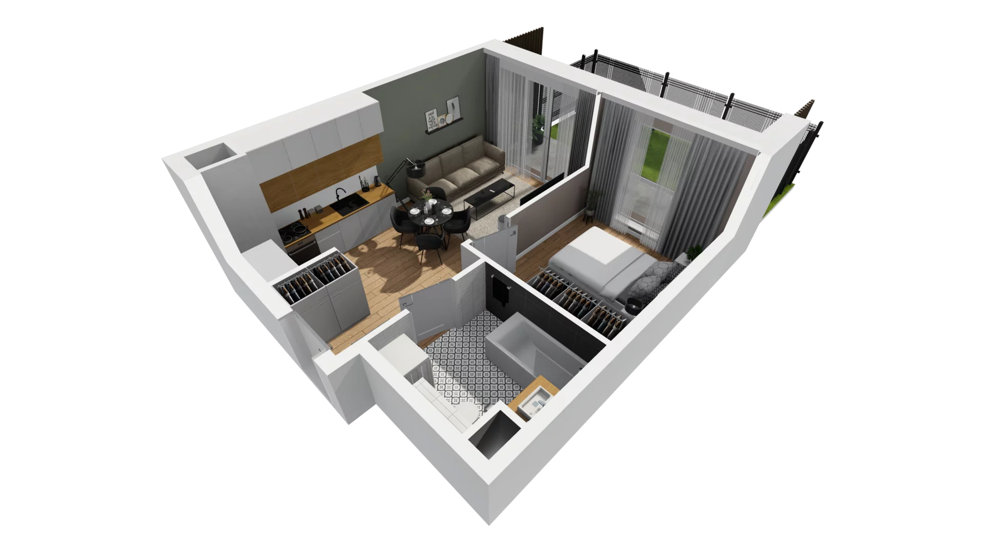 2 pokoje, mieszkanie 34,69 m², parter, oferta nr F/5, Osiedle Synteza bud. E, F, Gdańsk, Piecki-Migowo, Morena, ul. Lema