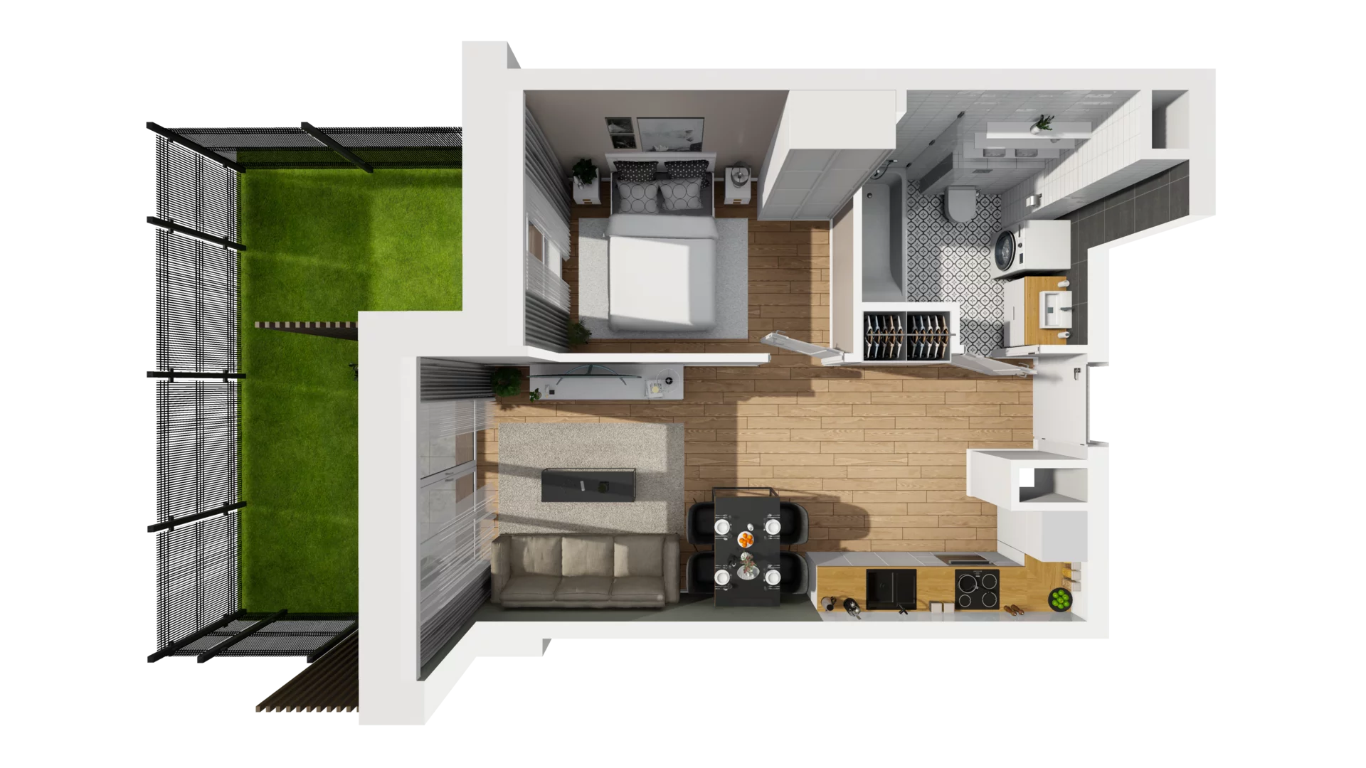 2 pokoje, mieszkanie 35,53 m², parter, oferta nr F/6, Osiedle Synteza bud. E, F, Gdańsk, Piecki-Migowo, Morena, ul. Lema