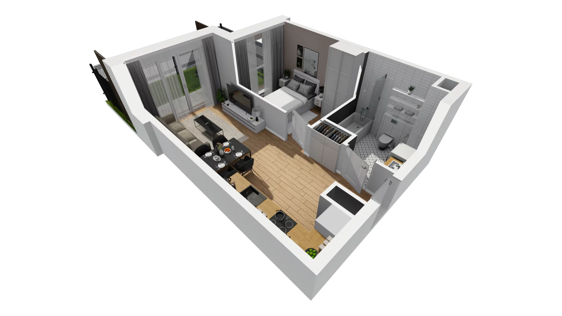 2 pokoje, mieszkanie 35,53 m², parter, oferta nr F/6, Osiedle Synteza bud. E, F, Gdańsk, Piecki-Migowo, Morena, ul. Lema