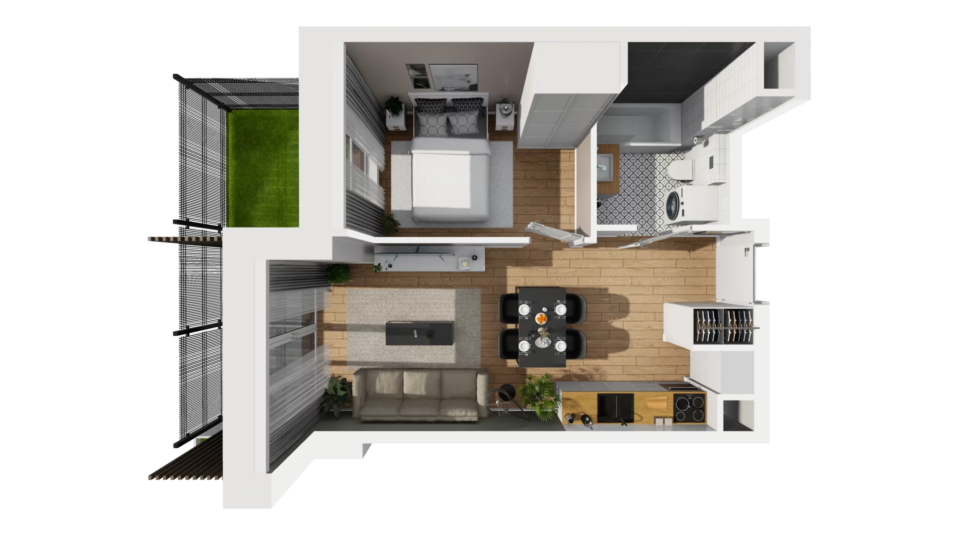 2 pokoje, mieszkanie 34,57 m², parter, oferta nr F/7, Osiedle Synteza bud. E, F, Gdańsk, Piecki-Migowo, Morena, ul. Lema
