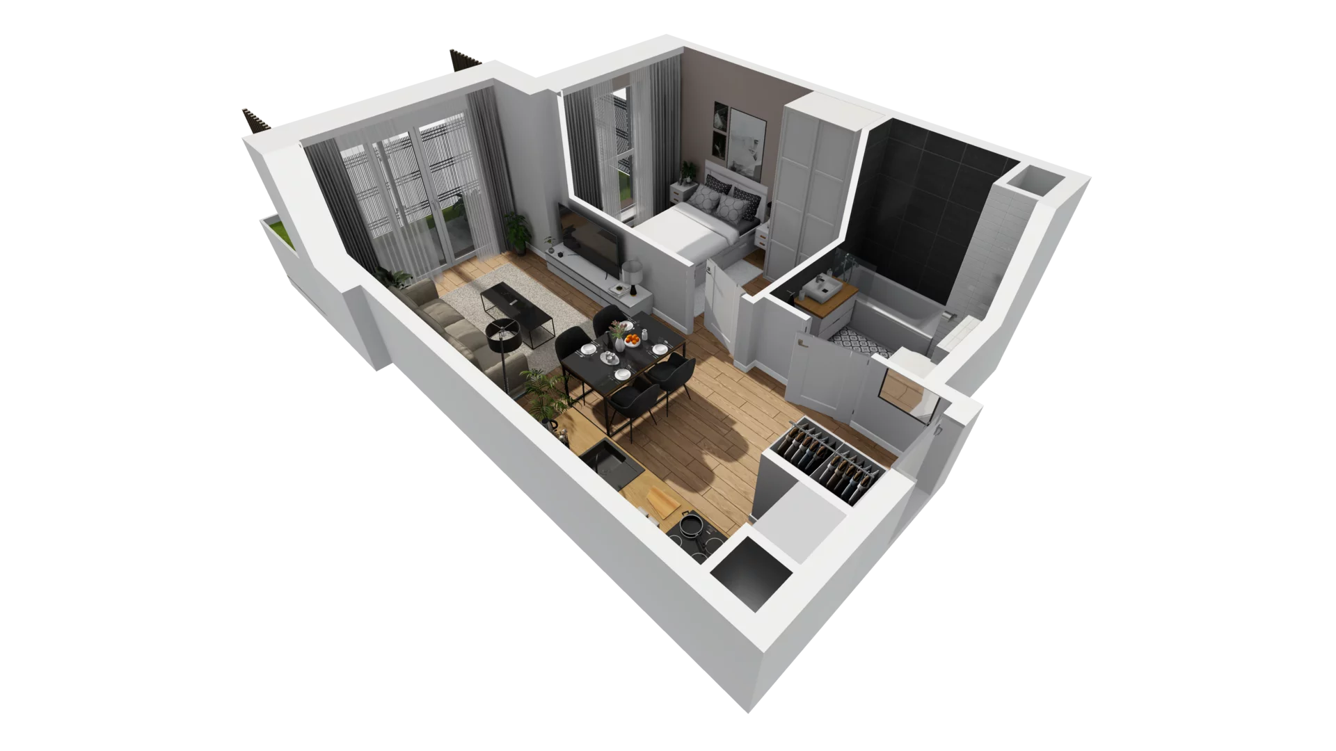 2 pokoje, mieszkanie 34,57 m², parter, oferta nr F/7, Osiedle Synteza bud. E, F, Gdańsk, Piecki-Migowo, Morena, ul. Lema
