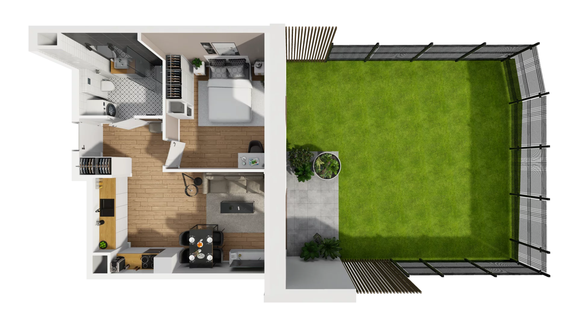 2 pokoje, mieszkanie 43,57 m², parter, oferta nr F/10, Osiedle Synteza bud. E, F, Gdańsk, Piecki-Migowo, Morena, ul. Lema