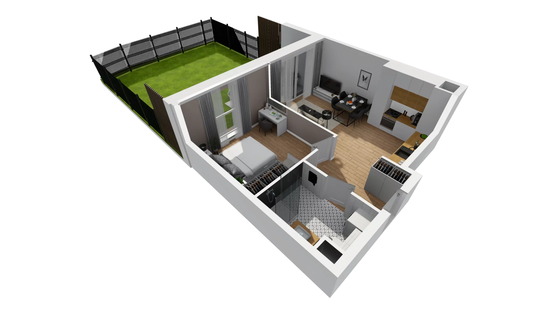 2 pokoje, mieszkanie 43,57 m², parter, oferta nr F/10, Osiedle Synteza bud. E, F, Gdańsk, Piecki-Migowo, Morena, ul. Lema