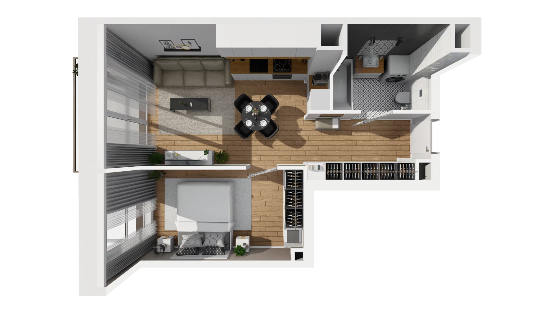 2 pokoje, mieszkanie 39,56 m², piętro 1, oferta nr F/12, Osiedle Synteza bud. E, F, Gdańsk, Piecki-Migowo, Morena, ul. Lema