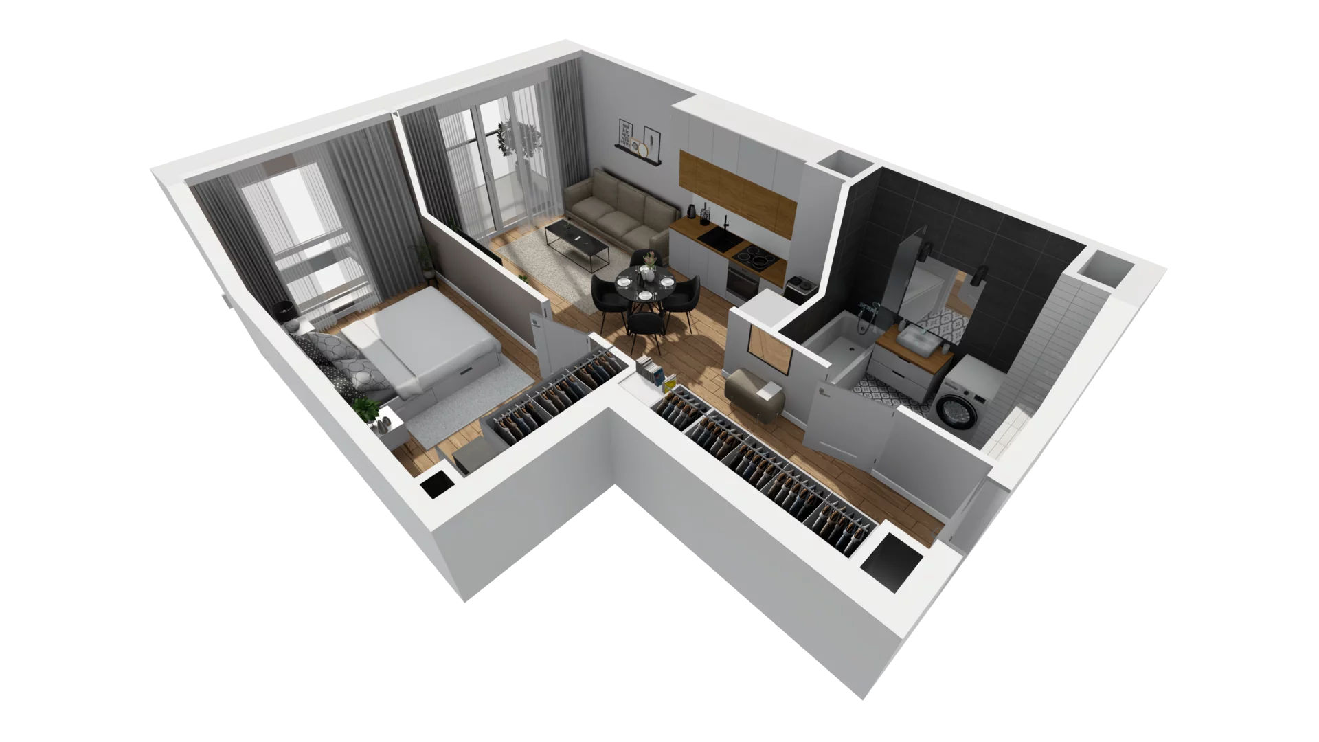 2 pokoje, mieszkanie 39,56 m², piętro 1, oferta nr F/12, Osiedle Synteza bud. E, F, Gdańsk, Piecki-Migowo, Morena, ul. Lema