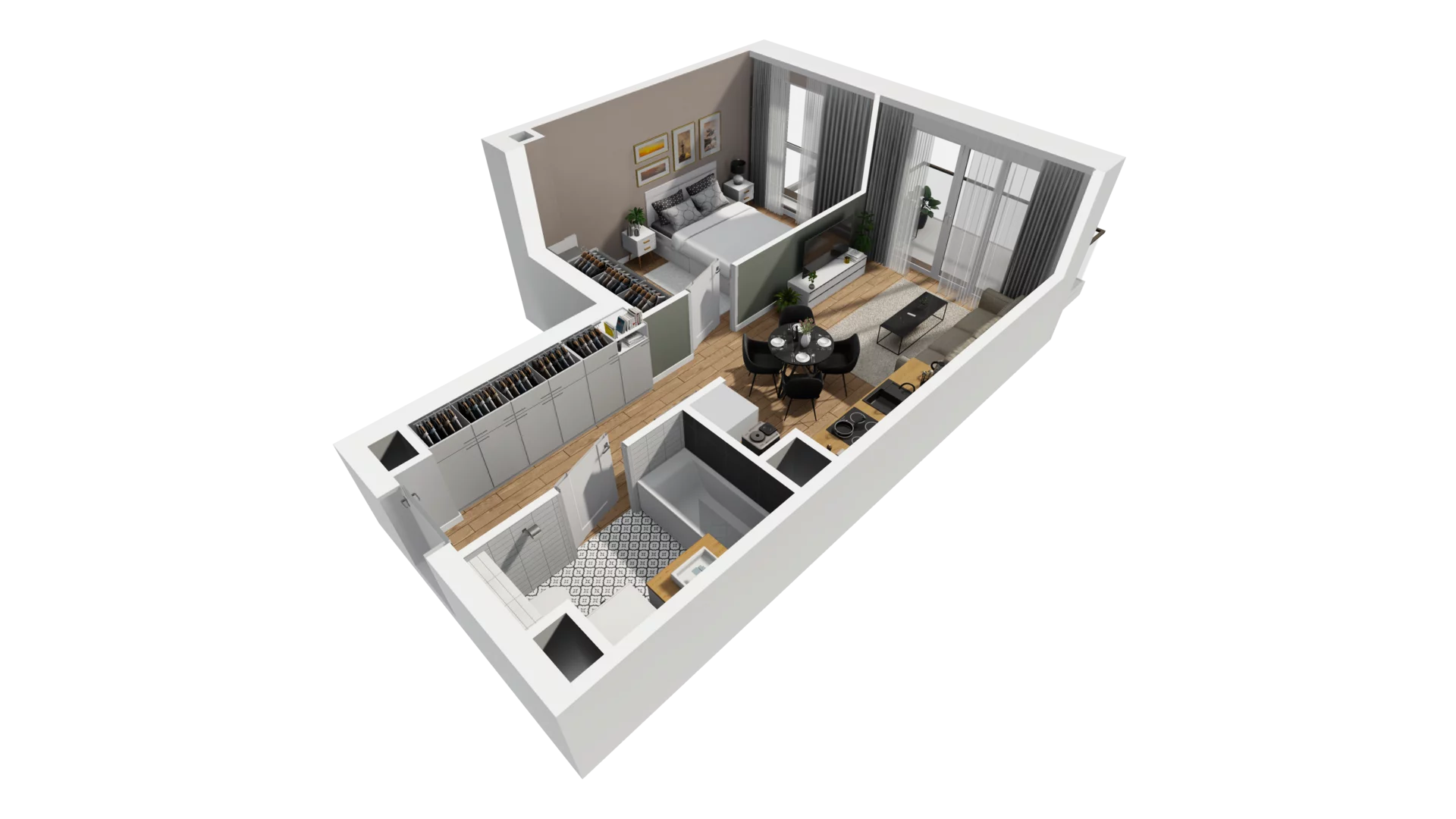 2 pokoje, mieszkanie 39,56 m², piętro 3, oferta nr F/34, Osiedle Synteza bud. E, F, Gdańsk, Piecki-Migowo, Morena, ul. Lema