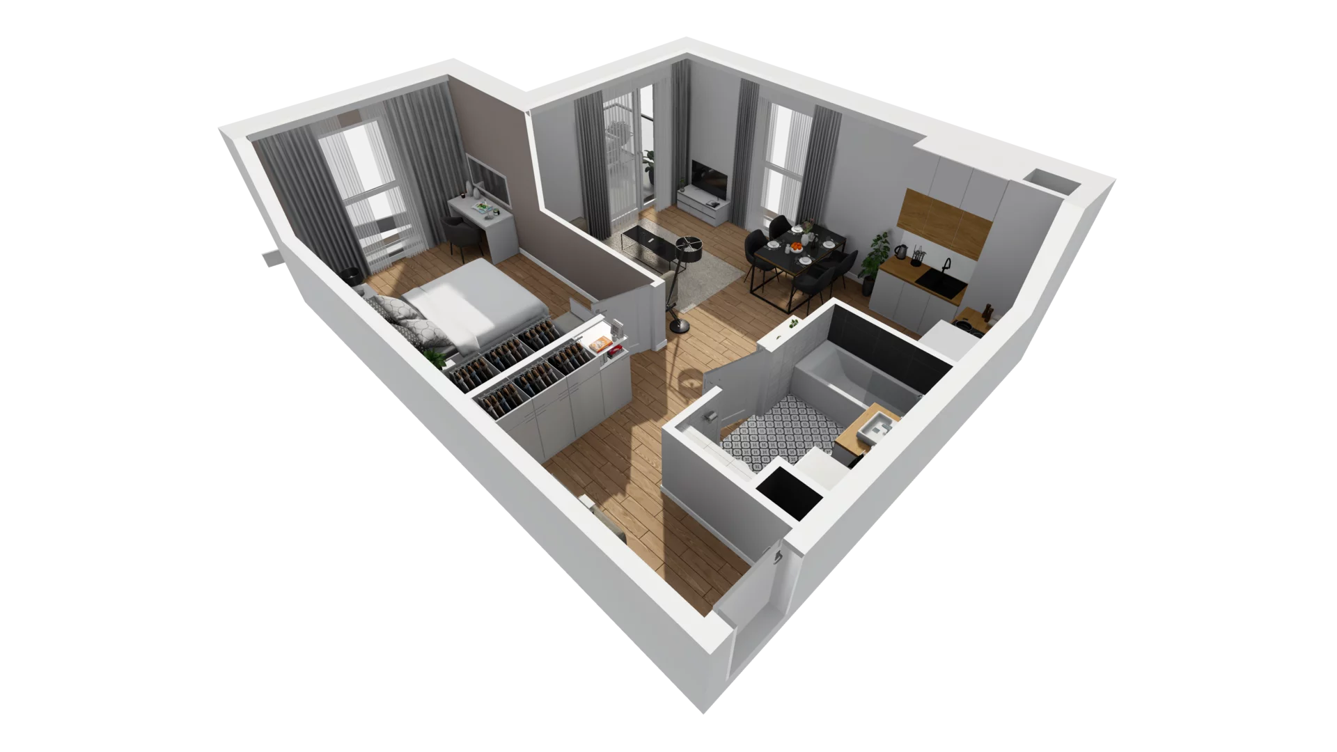 2 pokoje, mieszkanie 45,46 m², piętro 3, oferta nr F/35, Osiedle Synteza bud. E, F, Gdańsk, Piecki-Migowo, Morena, ul. Lema
