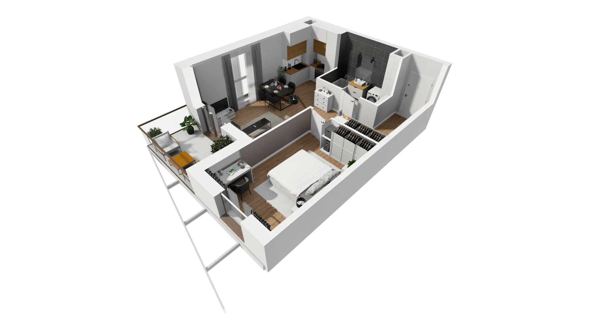 2 pokoje, mieszkanie 45,46 m², piętro 3, oferta nr F/35, Osiedle Synteza bud. E, F, Gdańsk, Piecki-Migowo, Morena, ul. Lema