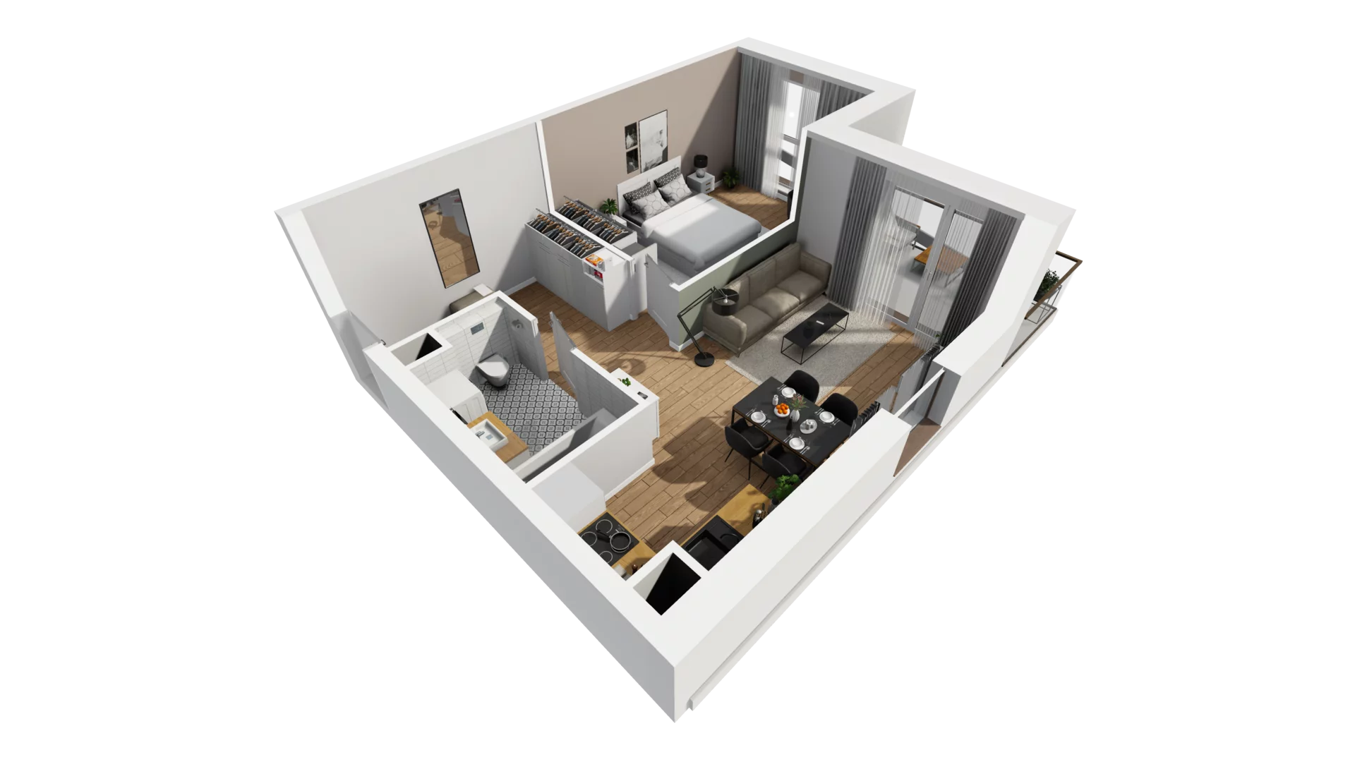 2 pokoje, mieszkanie 45,46 m², piętro 3, oferta nr F/35, Osiedle Synteza bud. E, F, Gdańsk, Piecki-Migowo, Morena, ul. Lema