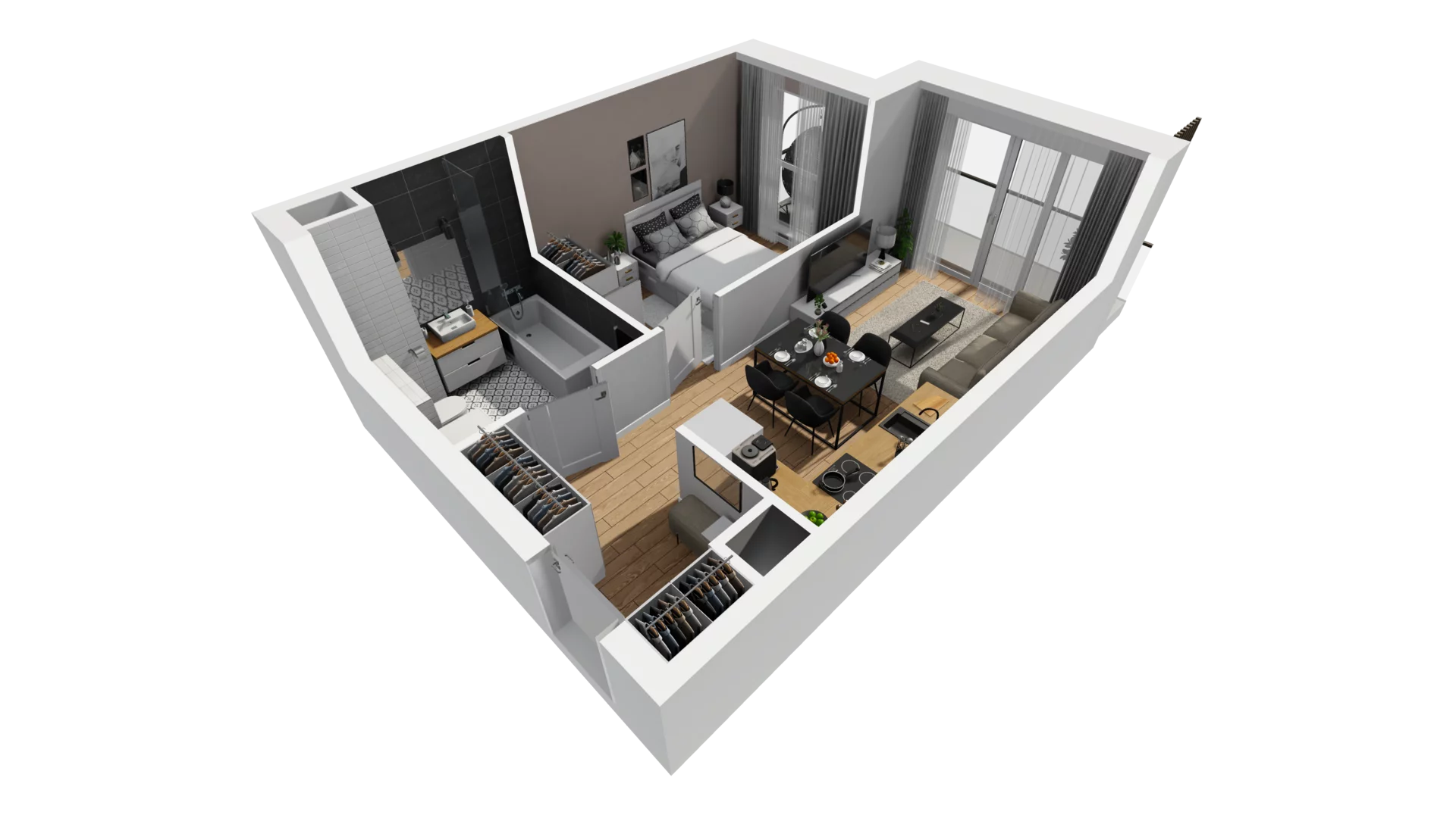 2 pokoje, mieszkanie 35,04 m², piętro 4, oferta nr F/50, Osiedle Synteza bud. E, F, Gdańsk, Piecki-Migowo, Morena, ul. Lema