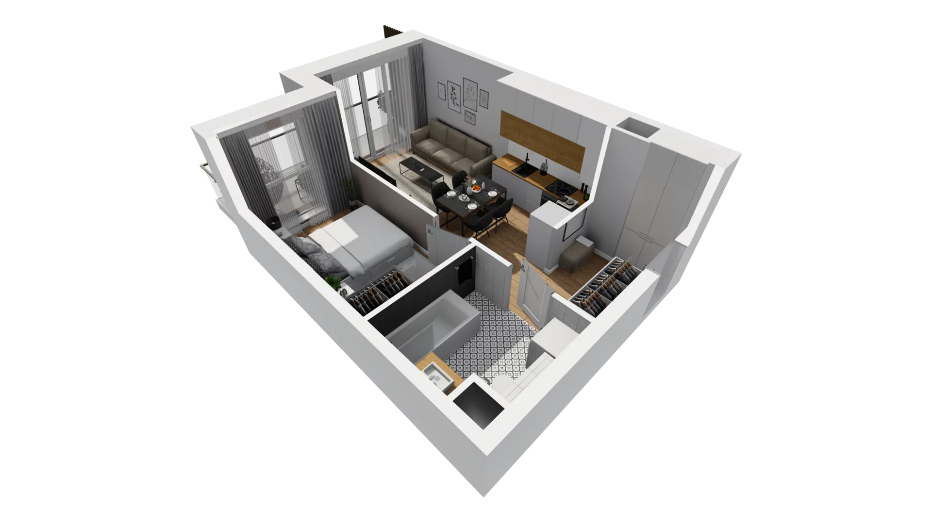 2 pokoje, mieszkanie 35,04 m², piętro 4, oferta nr F/50, Osiedle Synteza bud. E, F, Gdańsk, Piecki-Migowo, Morena, ul. Lema