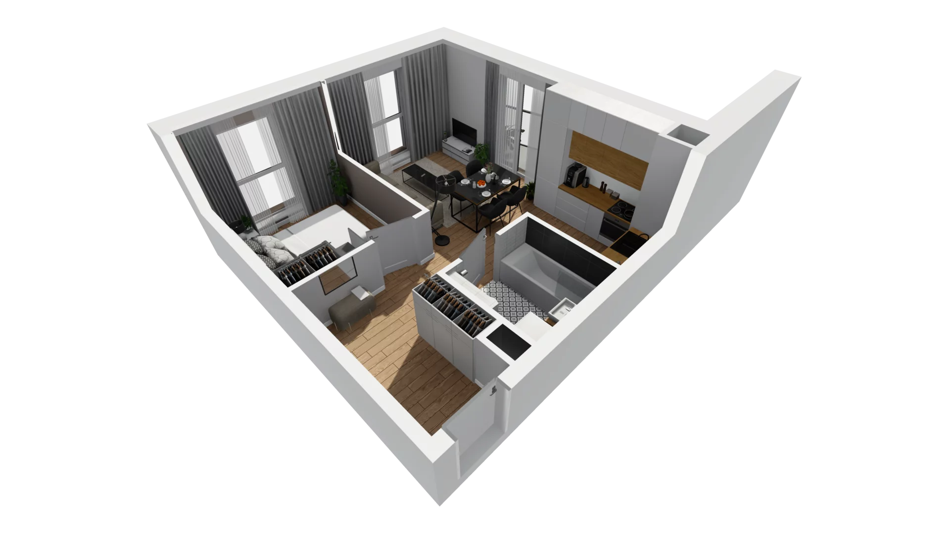2 pokoje, mieszkanie 35,78 m², piętro 4, oferta nr F/52, Osiedle Synteza bud. E, F, Gdańsk, Piecki-Migowo, Morena, ul. Lema