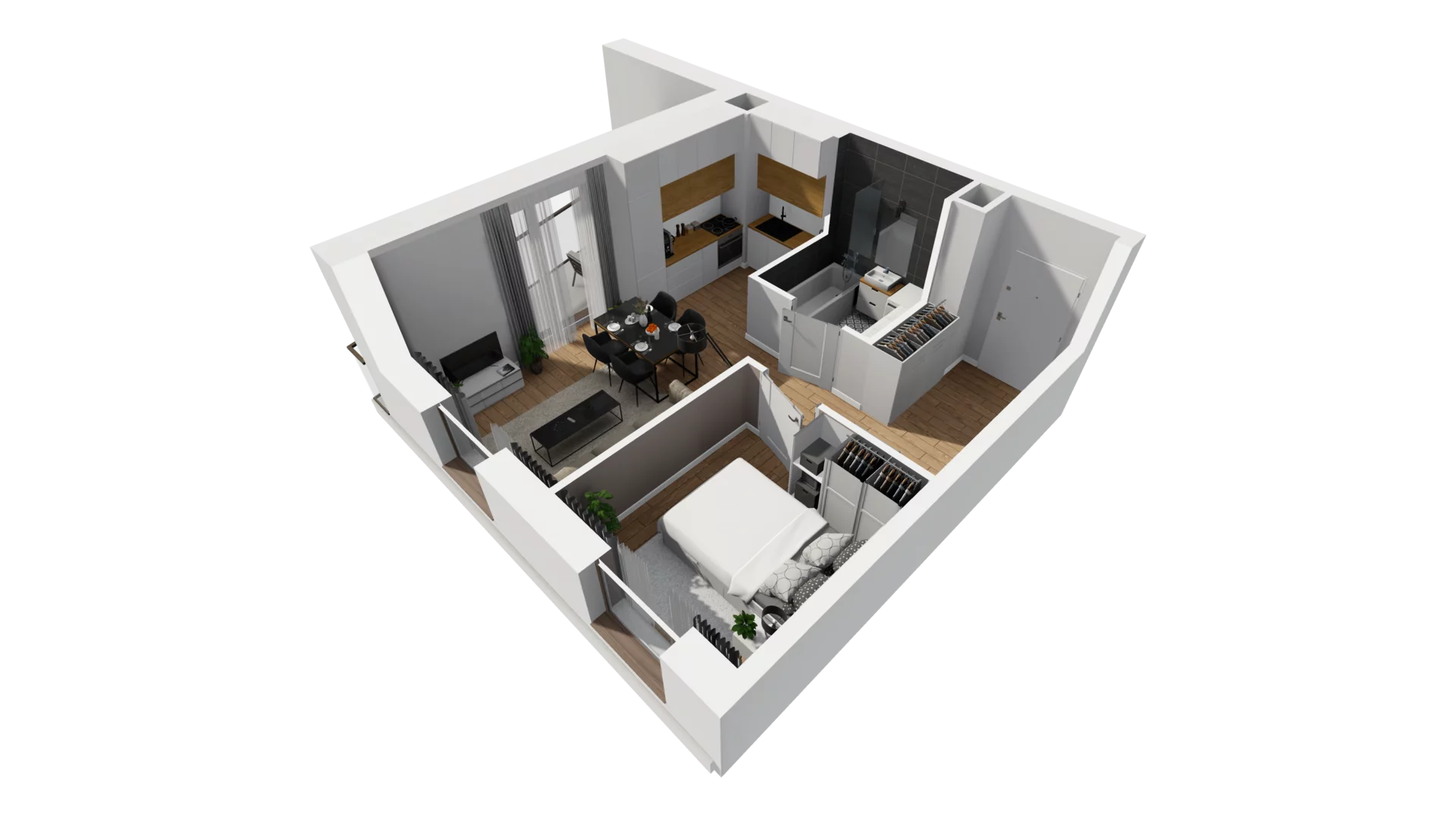 2 pokoje, mieszkanie 35,78 m², piętro 4, oferta nr F/52, Osiedle Synteza bud. E, F, Gdańsk, Piecki-Migowo, Morena, ul. Lema
