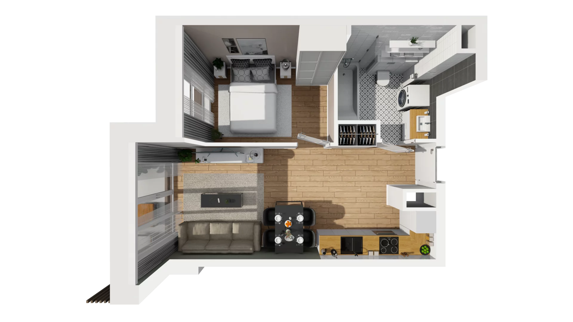 2 pokoje, mieszkanie 35,53 m², piętro 5, oferta nr F/59, Osiedle Synteza bud. E, F, Gdańsk, Piecki-Migowo, Morena, ul. Lema