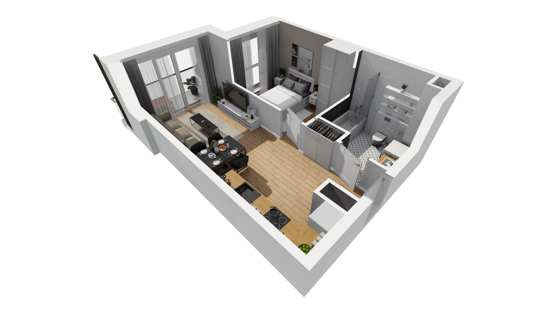 2 pokoje, mieszkanie 35,53 m², piętro 5, oferta nr F/59, Osiedle Synteza bud. E, F, Gdańsk, Piecki-Migowo, Morena, ul. Lema