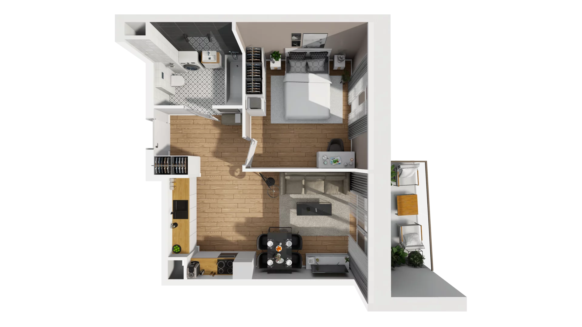 2 pokoje, mieszkanie 43,58 m², piętro 5, oferta nr F/63, Osiedle Synteza bud. E, F, Gdańsk, Piecki-Migowo, Morena, ul. Lema