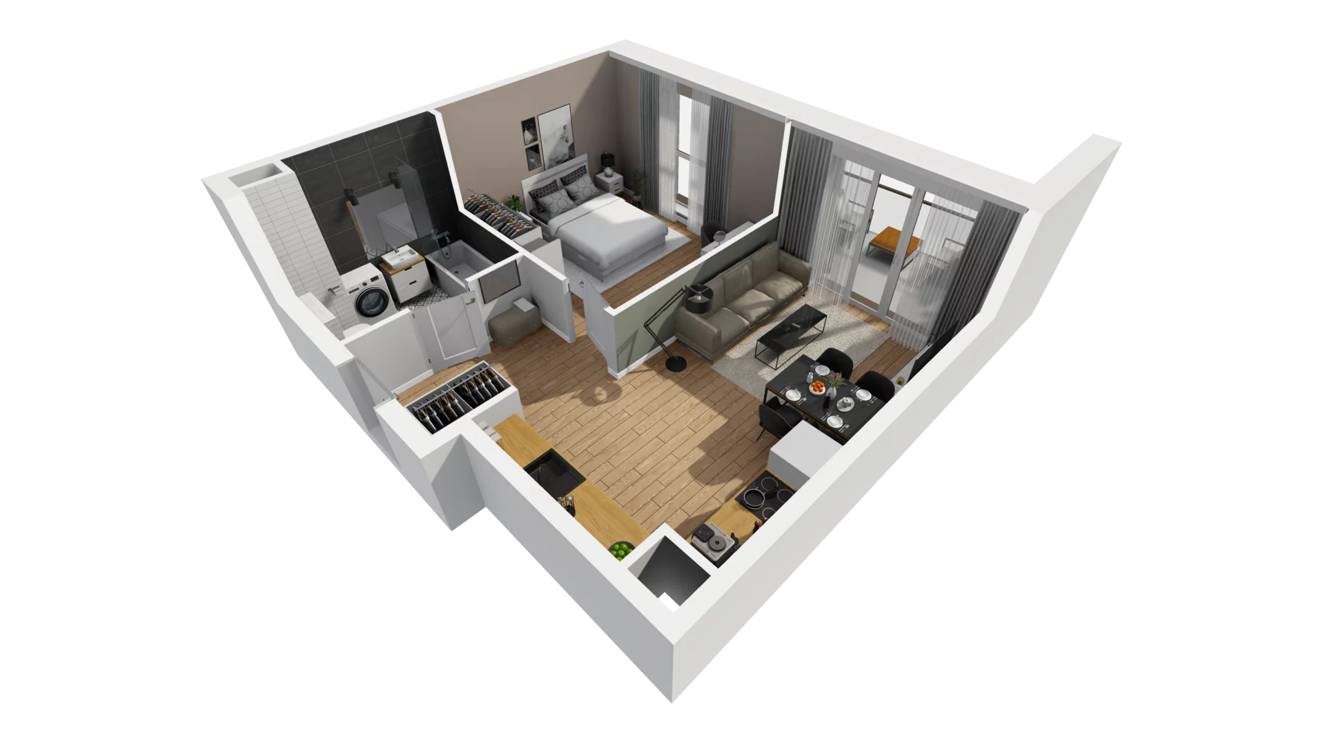 2 pokoje, mieszkanie 43,58 m², piętro 5, oferta nr F/63, Osiedle Synteza bud. E, F, Gdańsk, Piecki-Migowo, Morena, ul. Lema