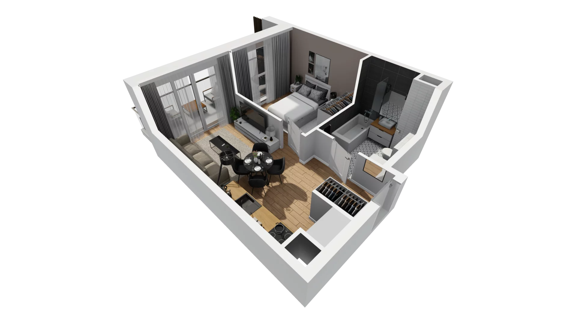 2 pokoje, mieszkanie 34,62 m², piętro 6, oferta nr F/67, Osiedle Synteza bud. E, F, Gdańsk, Piecki-Migowo, Morena, ul. Lema