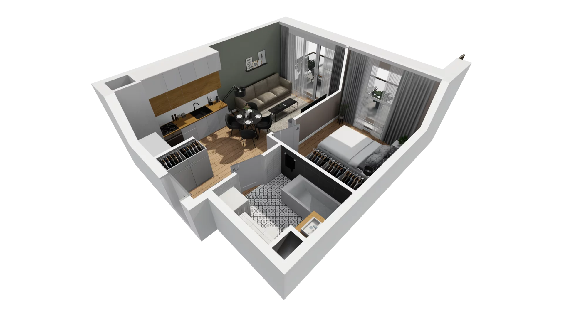 2 pokoje, mieszkanie 34,62 m², piętro 6, oferta nr F/67, Osiedle Synteza bud. E, F, Gdańsk, Piecki-Migowo, Morena, ul. Lema
