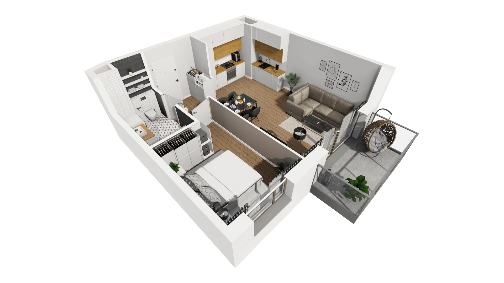 2 pokoje, mieszkanie 41,75 m², piętro 1, oferta nr B1/16, Leśna Góra, Gdańsk, Brętowo, Niedźwiednik, ul. Leśna Góra