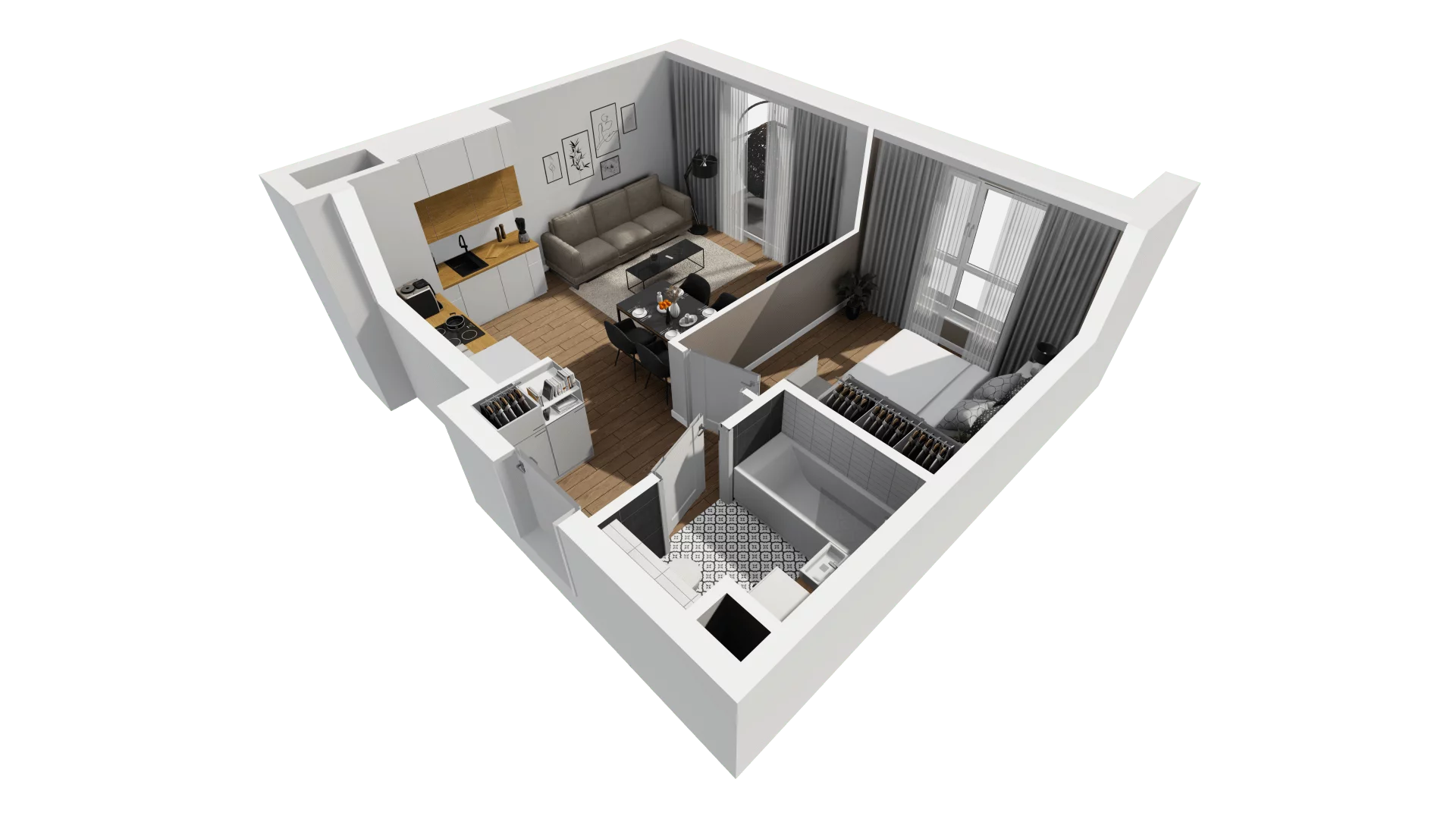 2 pokoje, mieszkanie 35,71 m², piętro 2, oferta nr B1/24, Leśna Góra, Gdańsk, Brętowo, Niedźwiednik, ul. Leśna Góra
