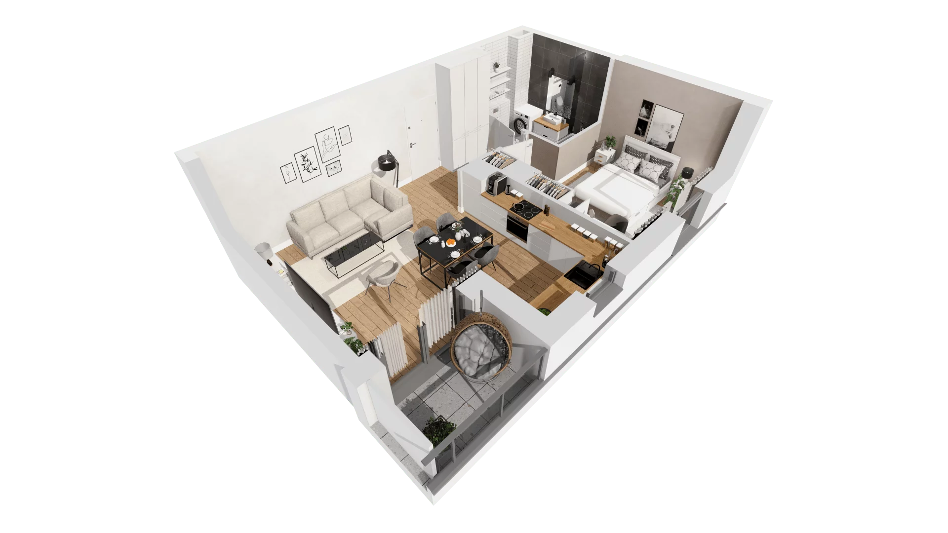 Mieszkanie 44,77 m², piętro 1, oferta nr C8/17, Konstelacja etap II, Gdynia, Pogórze, ul. Paderewskiego