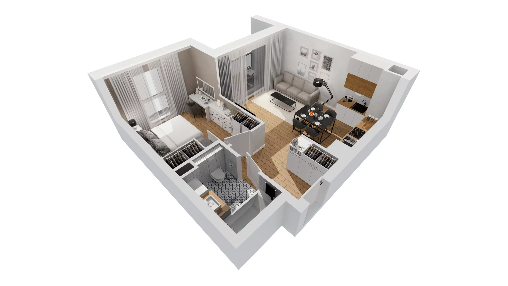 2 pokoje, mieszkanie 41,80 m², piętro 1, oferta nr C9/29, Konstelacja - etap III, Gdynia, Pogórze, ul. Paderewskiego