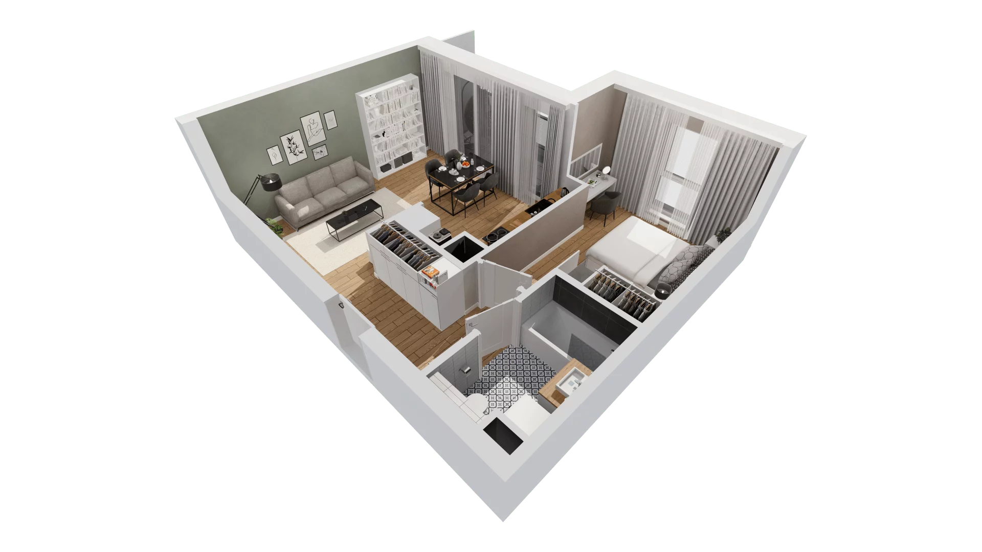 2 pokoje, mieszkanie 45,94 m², piętro 2, oferta nr C9/35, Konstelacja - etap III, Gdynia, Pogórze, ul. Paderewskiego