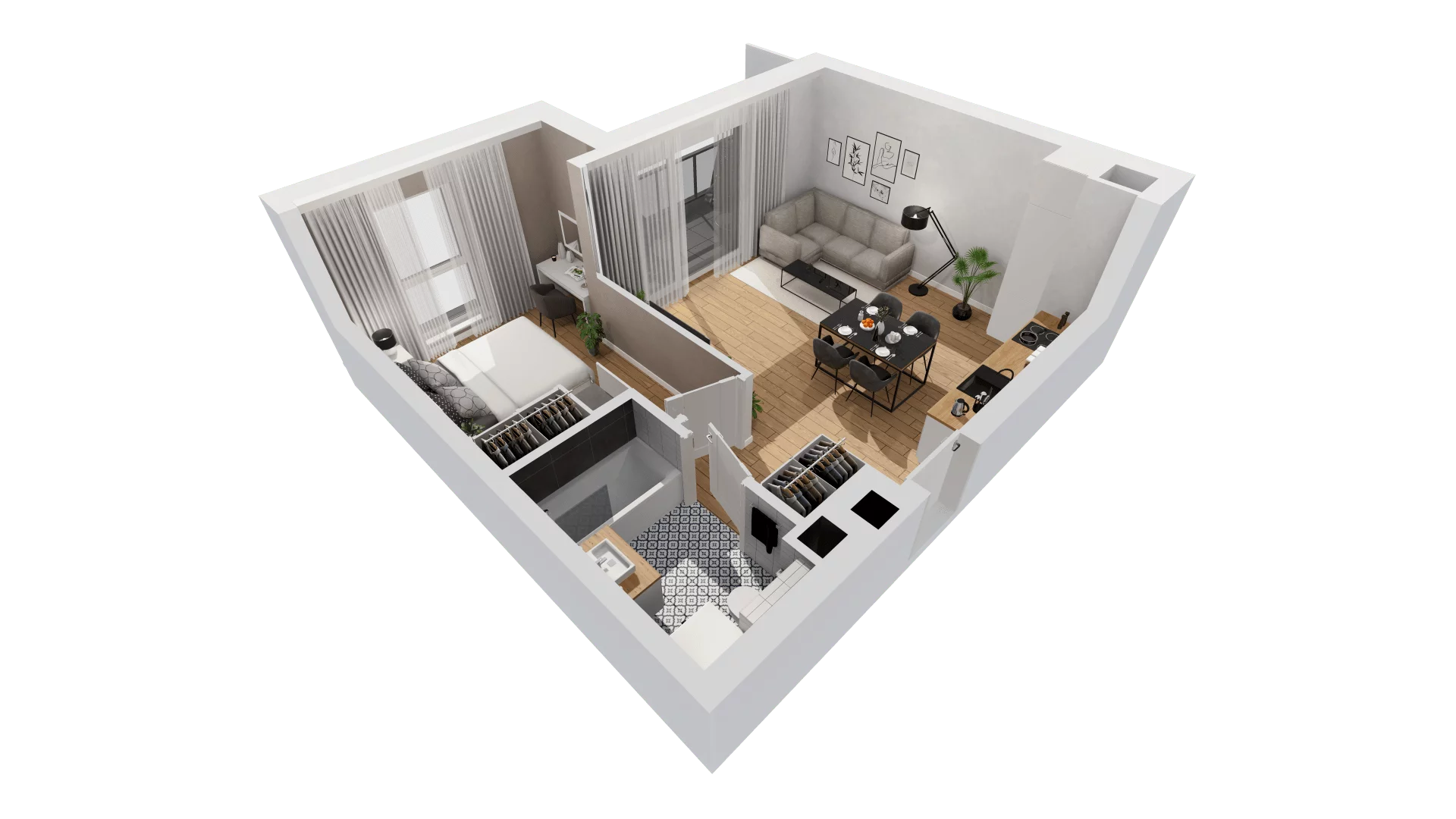2 pokoje, mieszkanie 43,93 m², piętro 3, oferta nr C9/45, Konstelacja - etap III, Gdynia, Pogórze, ul. Paderewskiego
