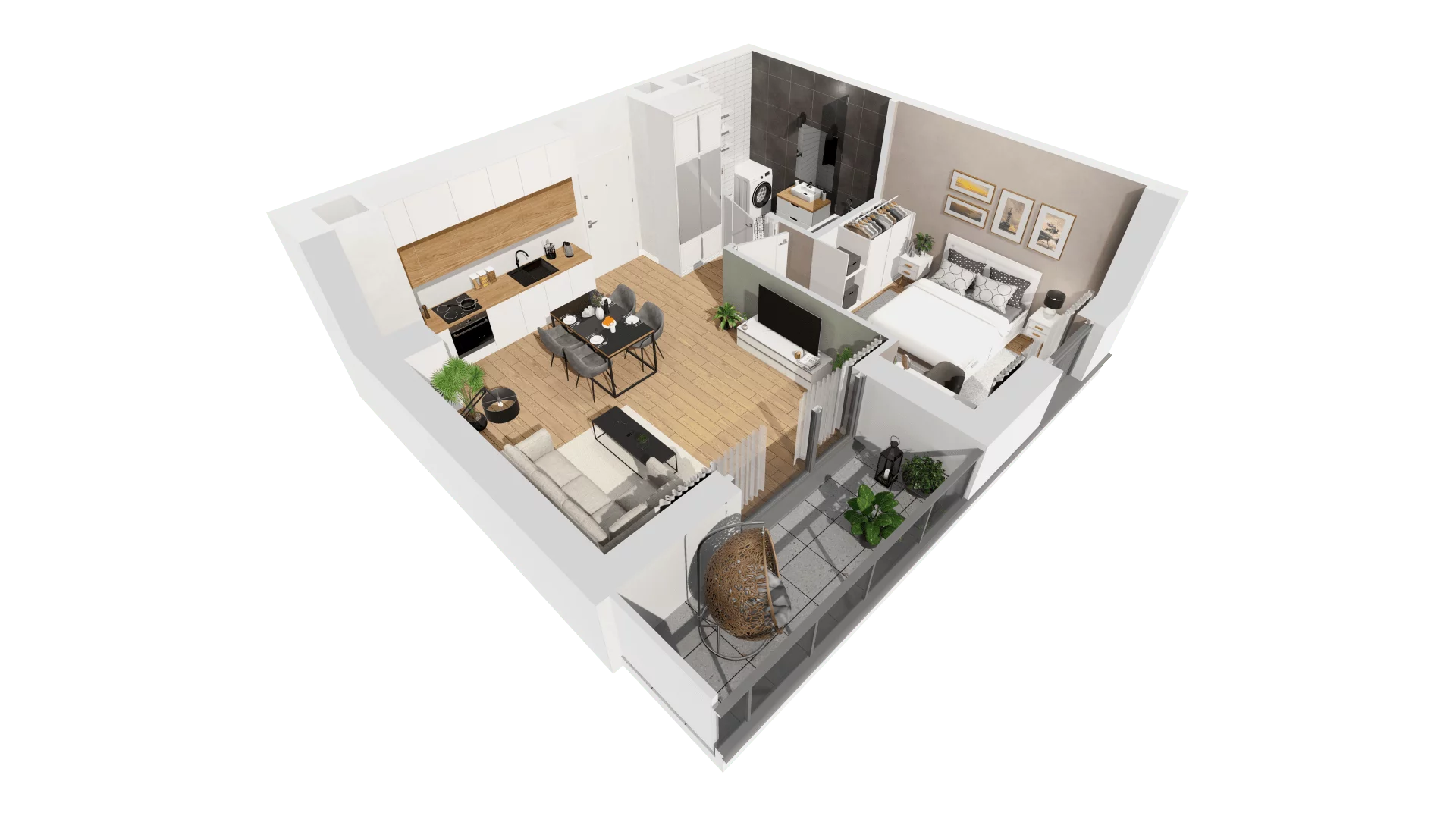 2 pokoje, mieszkanie 43,93 m², piętro 3, oferta nr C9/45, Konstelacja - etap III, Gdynia, Pogórze, ul. Paderewskiego
