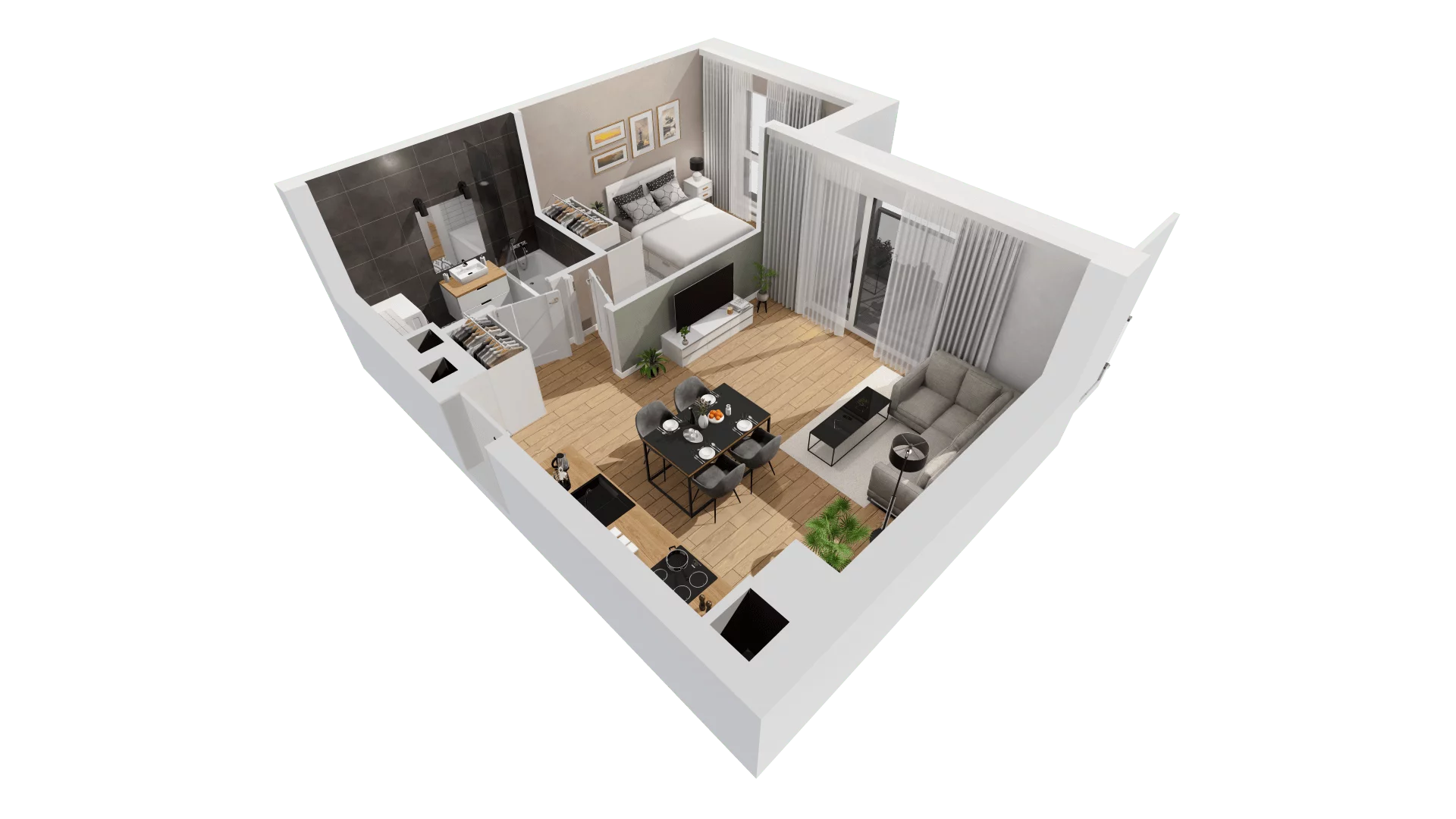 2 pokoje, mieszkanie 43,93 m², piętro 3, oferta nr C9/45, Konstelacja - etap III, Gdynia, Pogórze, ul. Paderewskiego