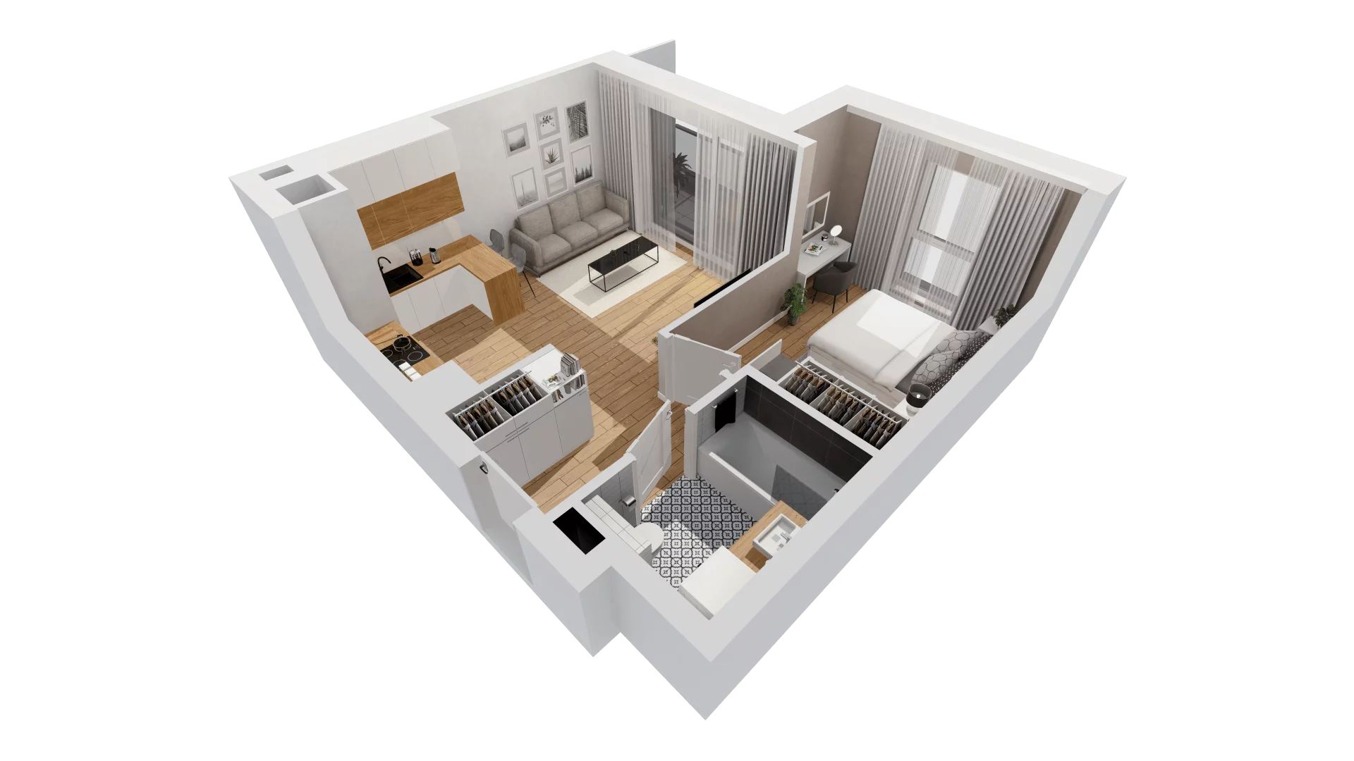 2 pokoje, mieszkanie 40,72 m², piętro 3, oferta nr C9/46, Konstelacja - etap III, Gdynia, Pogórze, ul. Paderewskiego