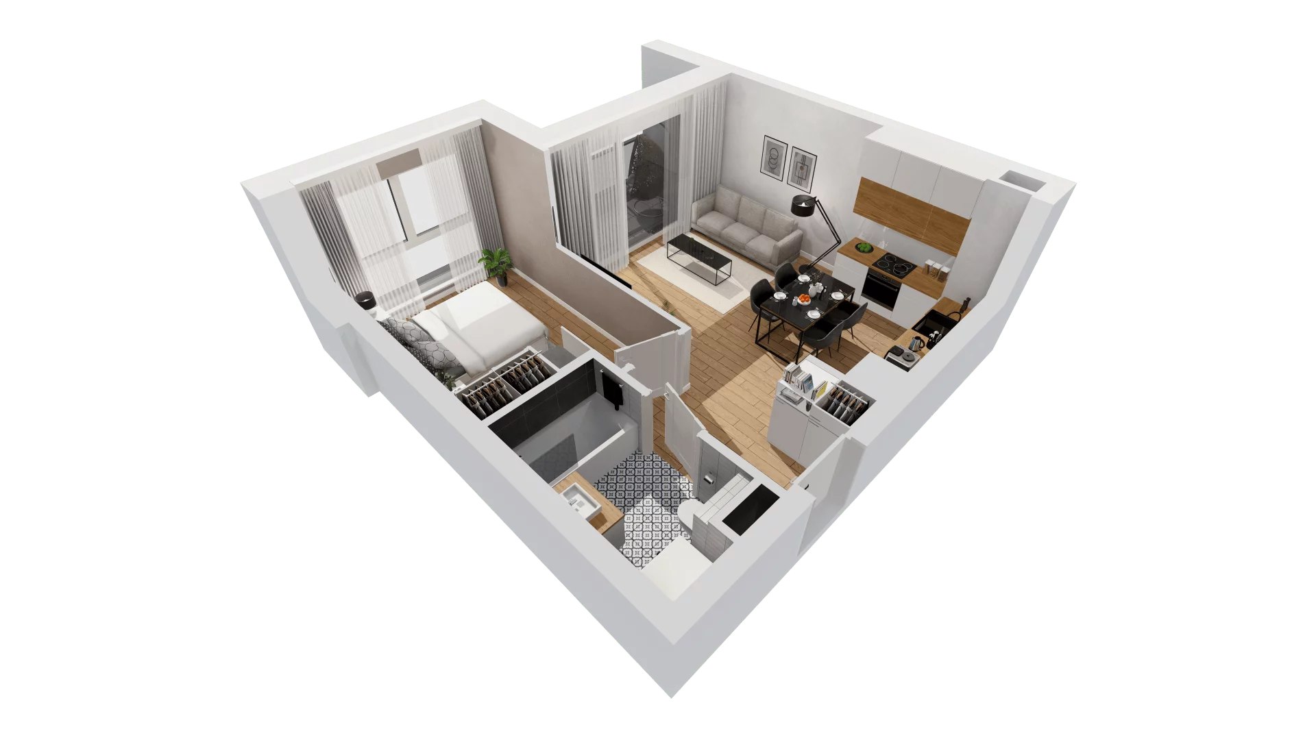 2 pokoje, mieszkanie 40,98 m², piętro 1, oferta nr C10/10, Konstelacja - etap III, Gdynia, Pogórze, ul. Paderewskiego