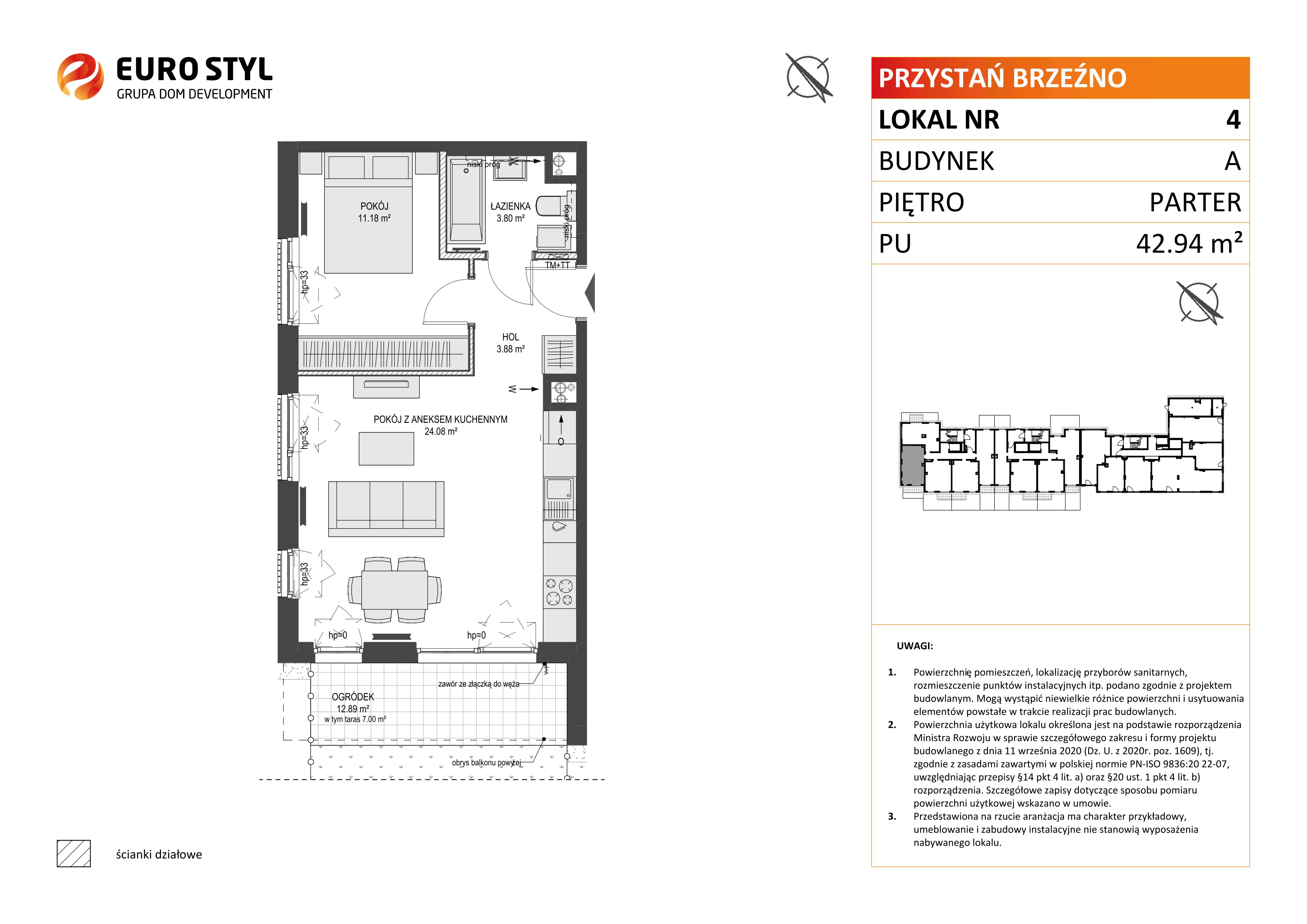 2 pokoje, mieszkanie 38,64 m², piętro 2, oferta nr A/41, Przystań Brzeźno, Gdańsk, Brzeźno, ul. Uczniowska