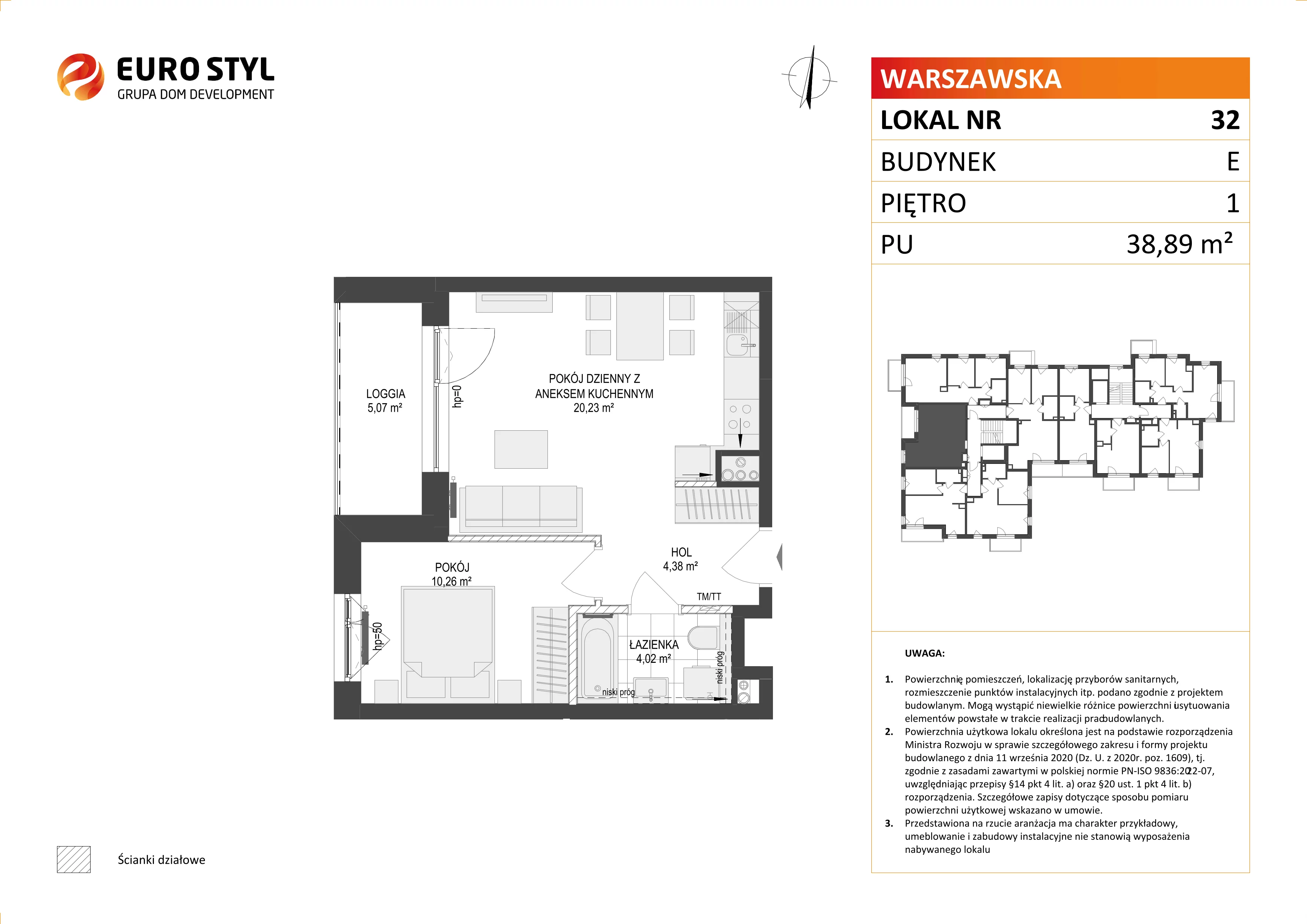 Mieszkanie 38,89 m², piętro 1, oferta nr E/32, Osiedle Warszawska, Gdańsk, Ujeścisko-Łostowice, Ujeścisko, ul. Warszawska