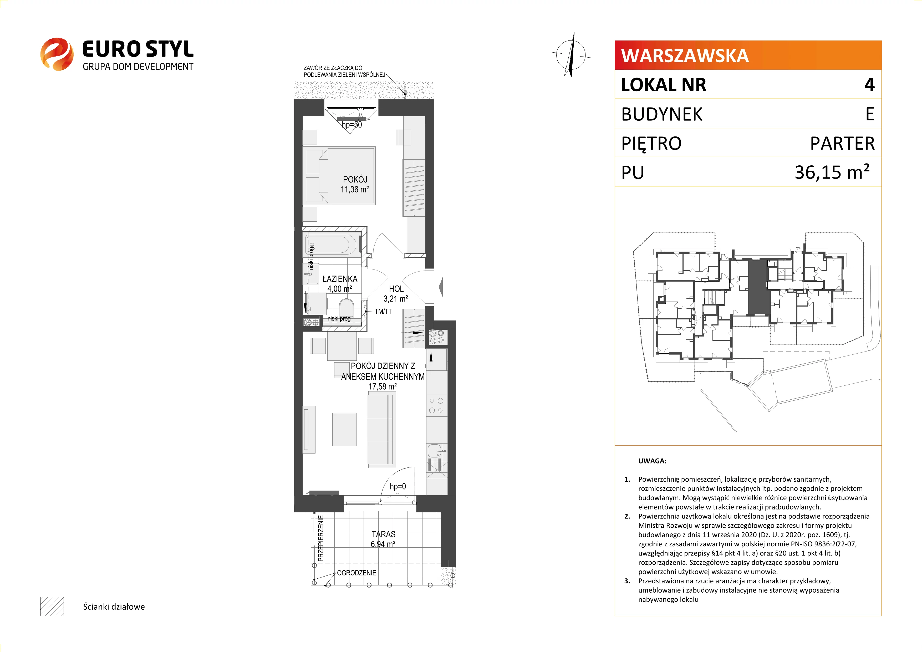 Mieszkanie 36,15 m², parter, oferta nr E/4, Osiedle Warszawska, Gdańsk, Ujeścisko-Łostowice, Ujeścisko, ul. Warszawska