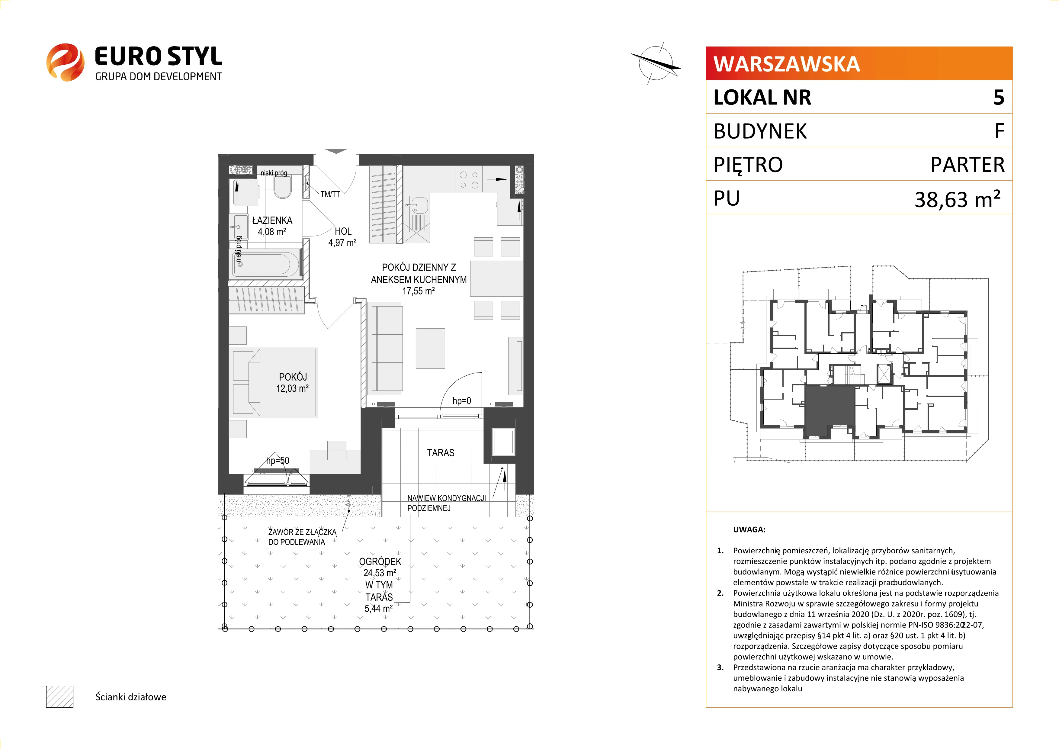 Mieszkanie 38,63 m², parter, oferta nr F/5, Osiedle Warszawska, Gdańsk, Ujeścisko-Łostowice, Ujeścisko, ul. Warszawska